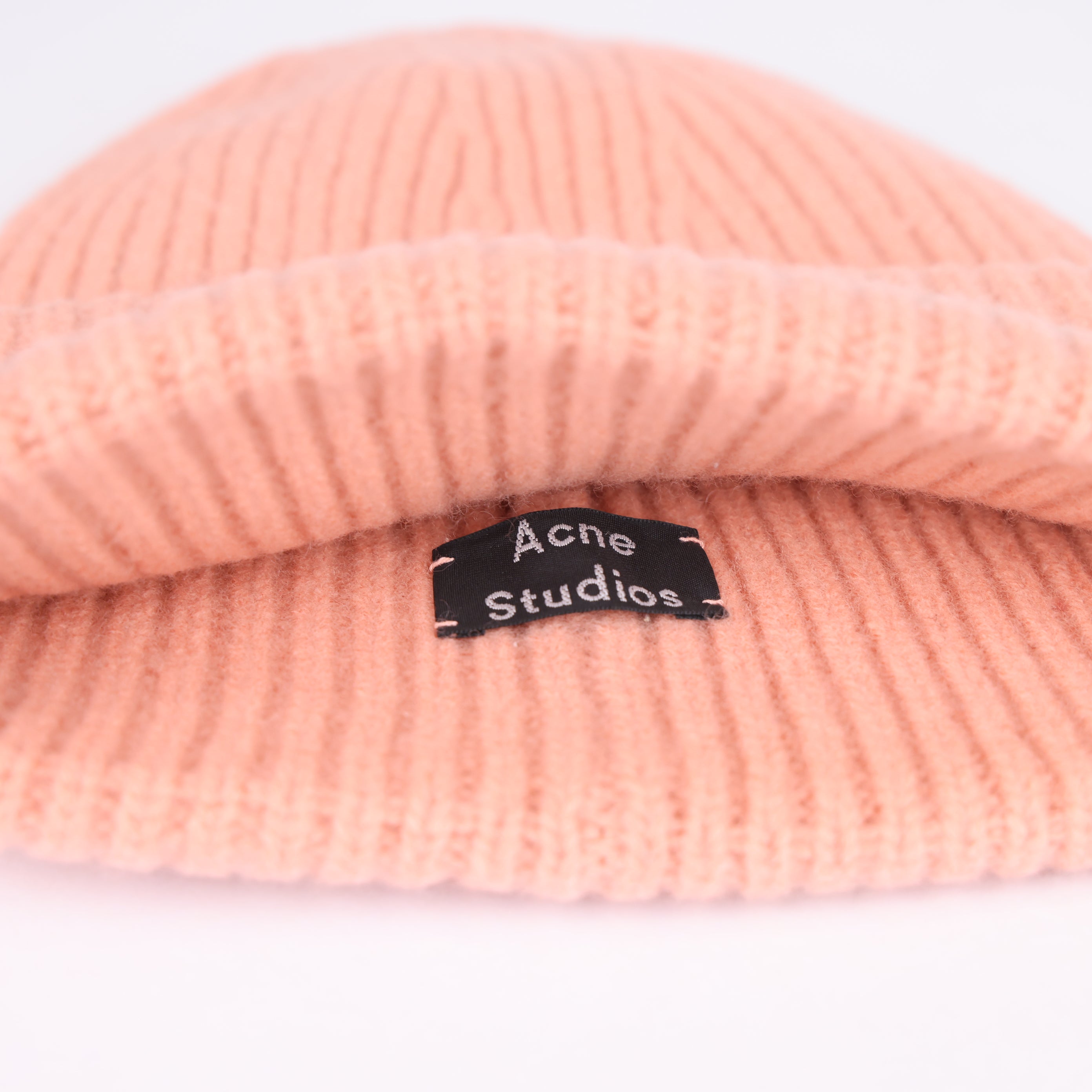 Acne Studios Pink Face Logo Knit Beanie- Pre Owned