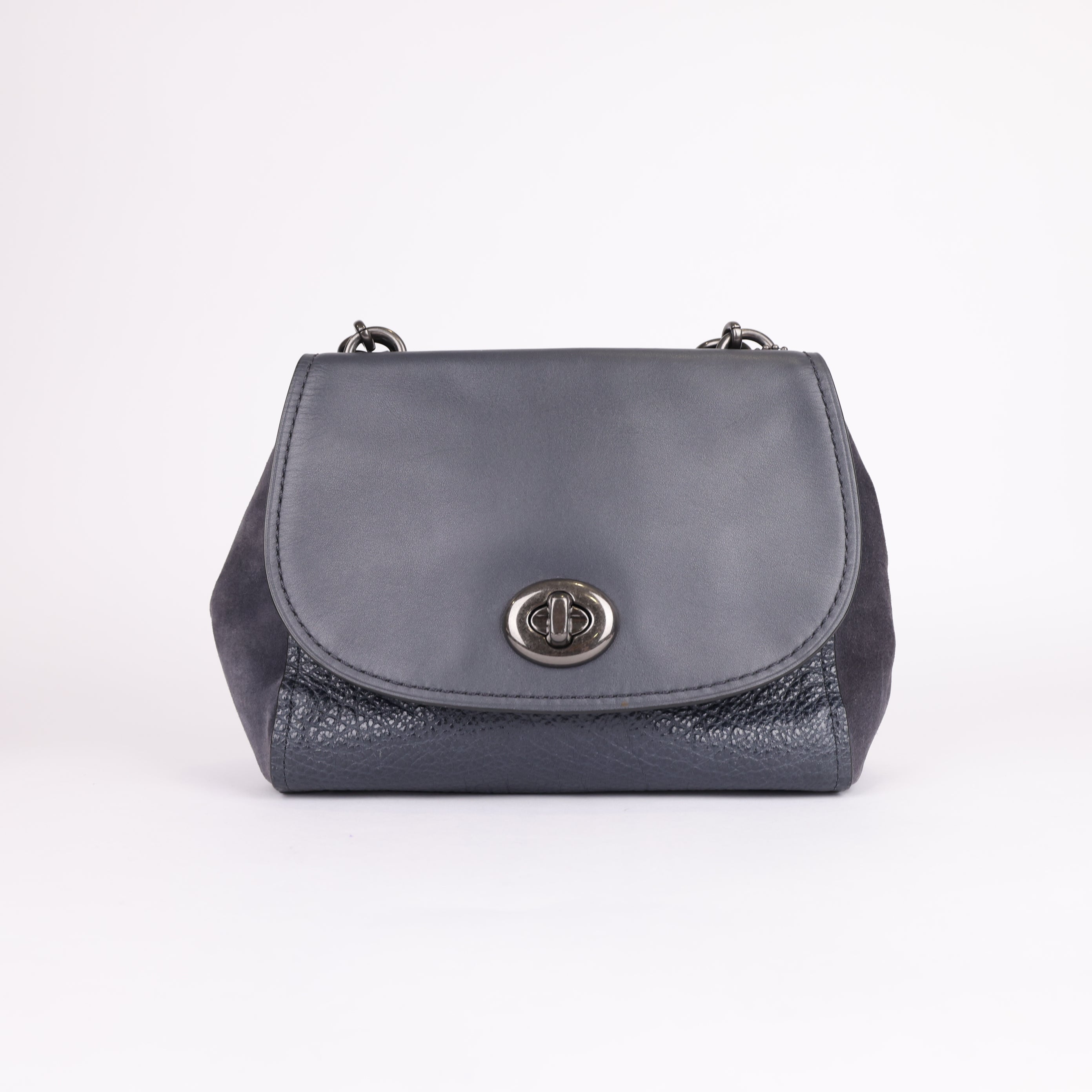 PRE OWNED- COACH Solid Color Embossed Leather Tote Bag