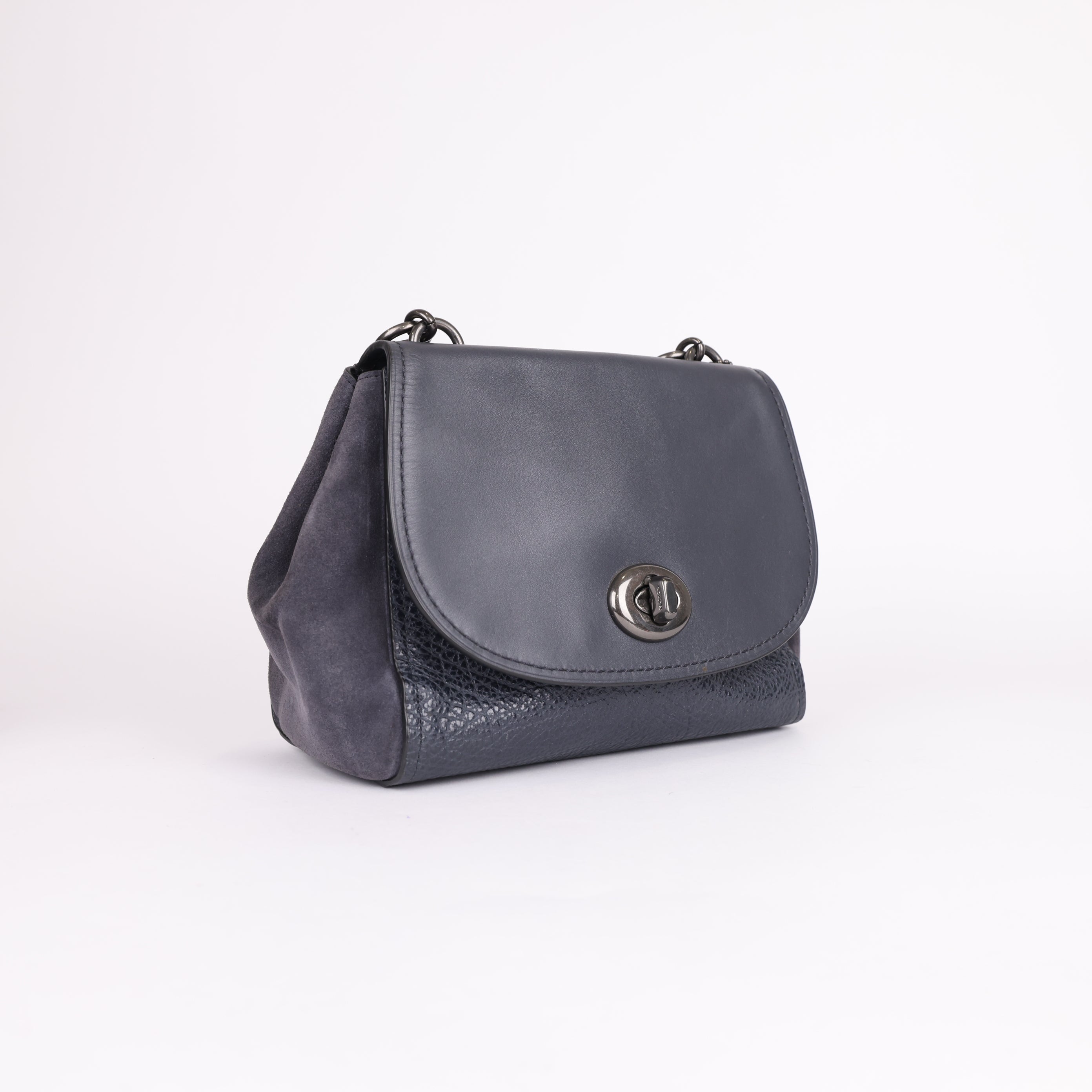 PRE OWNED- COACH Solid Color Embossed Leather Tote Bag