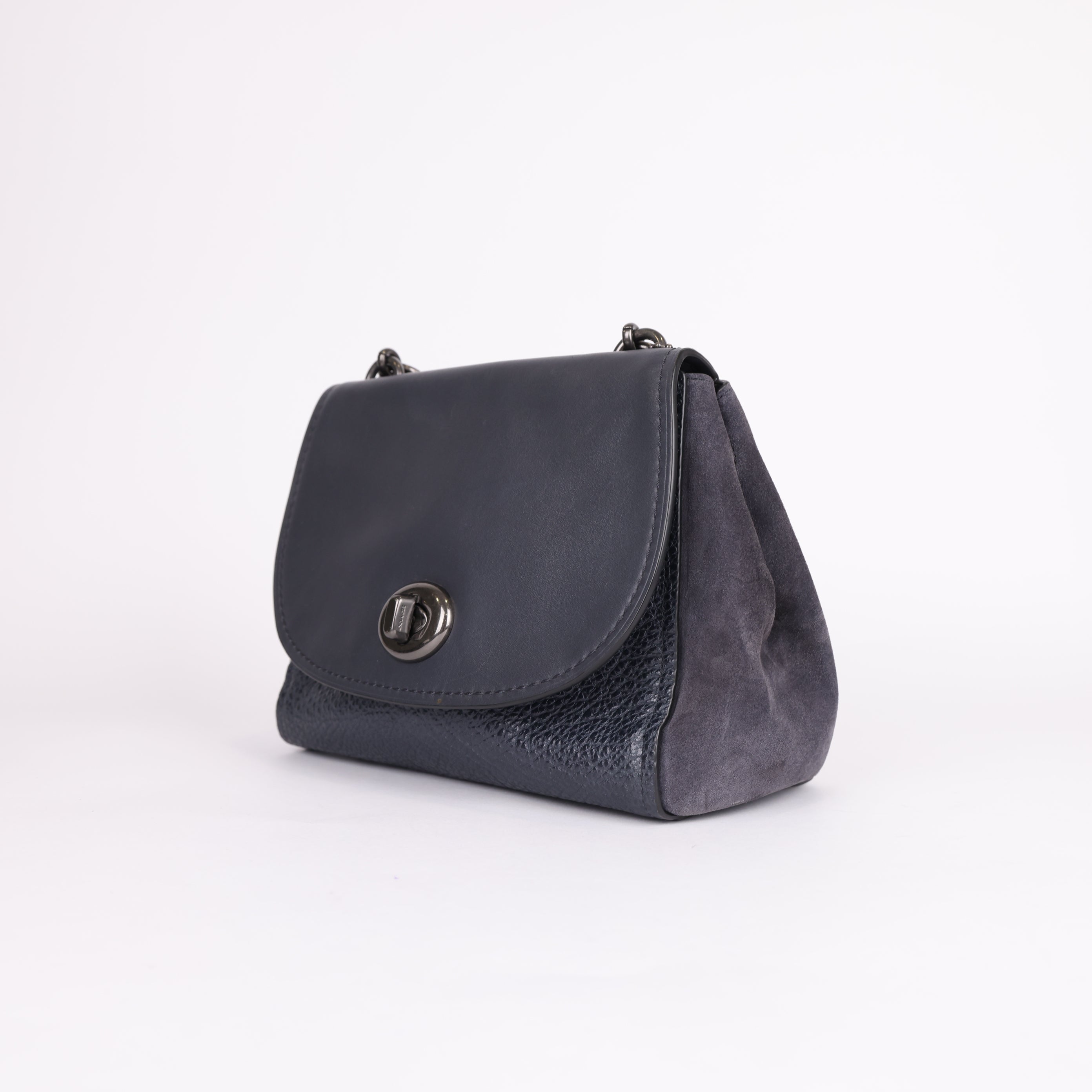 PRE OWNED- COACH Solid Color Embossed Leather Tote Bag