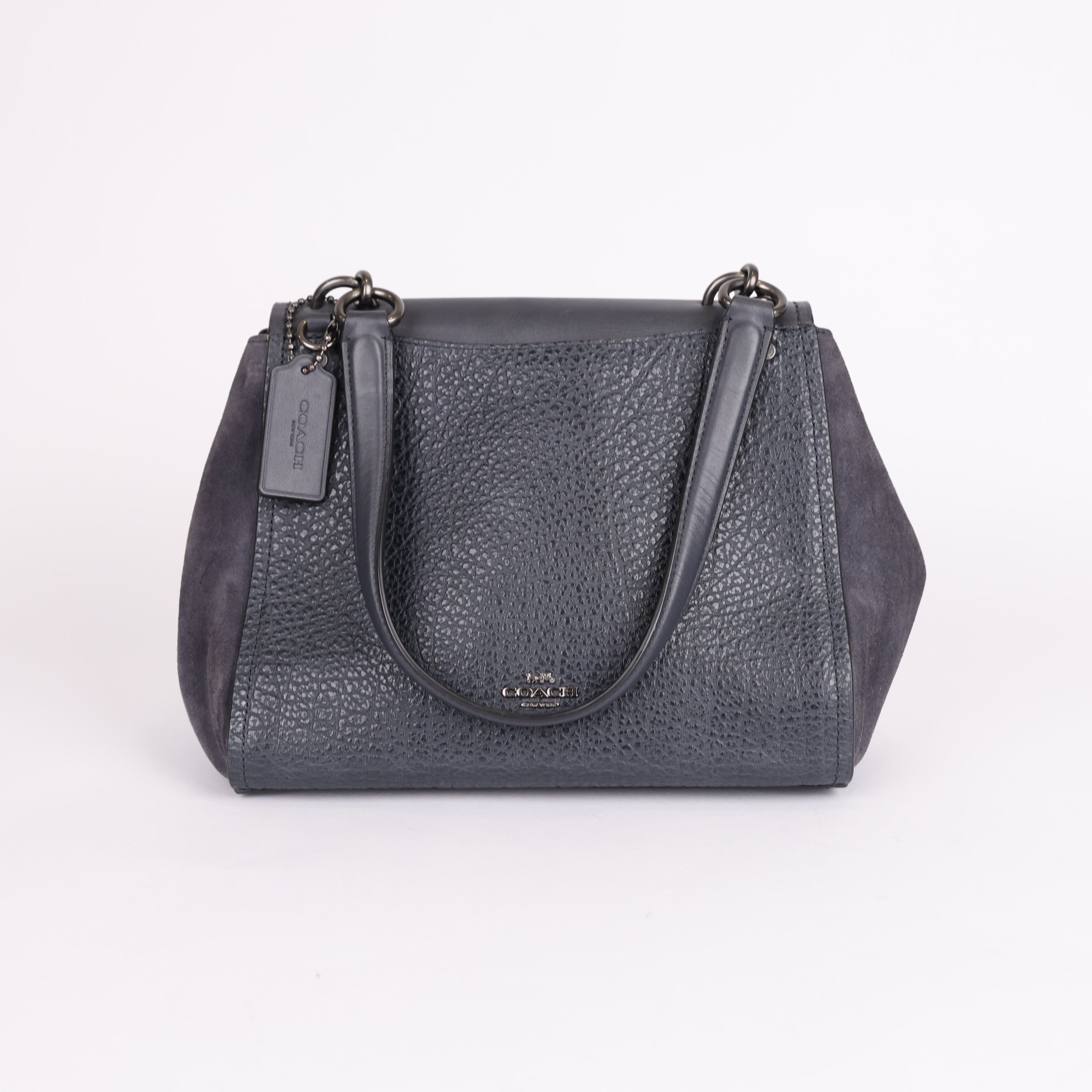 PRE OWNED- COACH Solid Color Embossed Leather Tote Bag