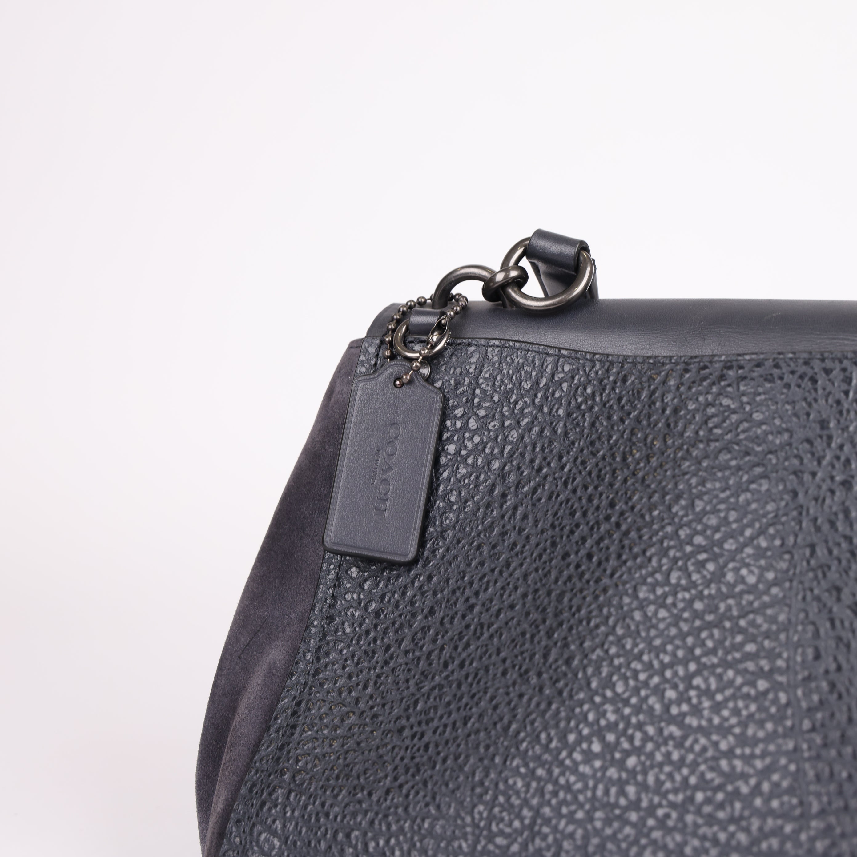 PRE OWNED- COACH Solid Color Embossed Leather Tote Bag