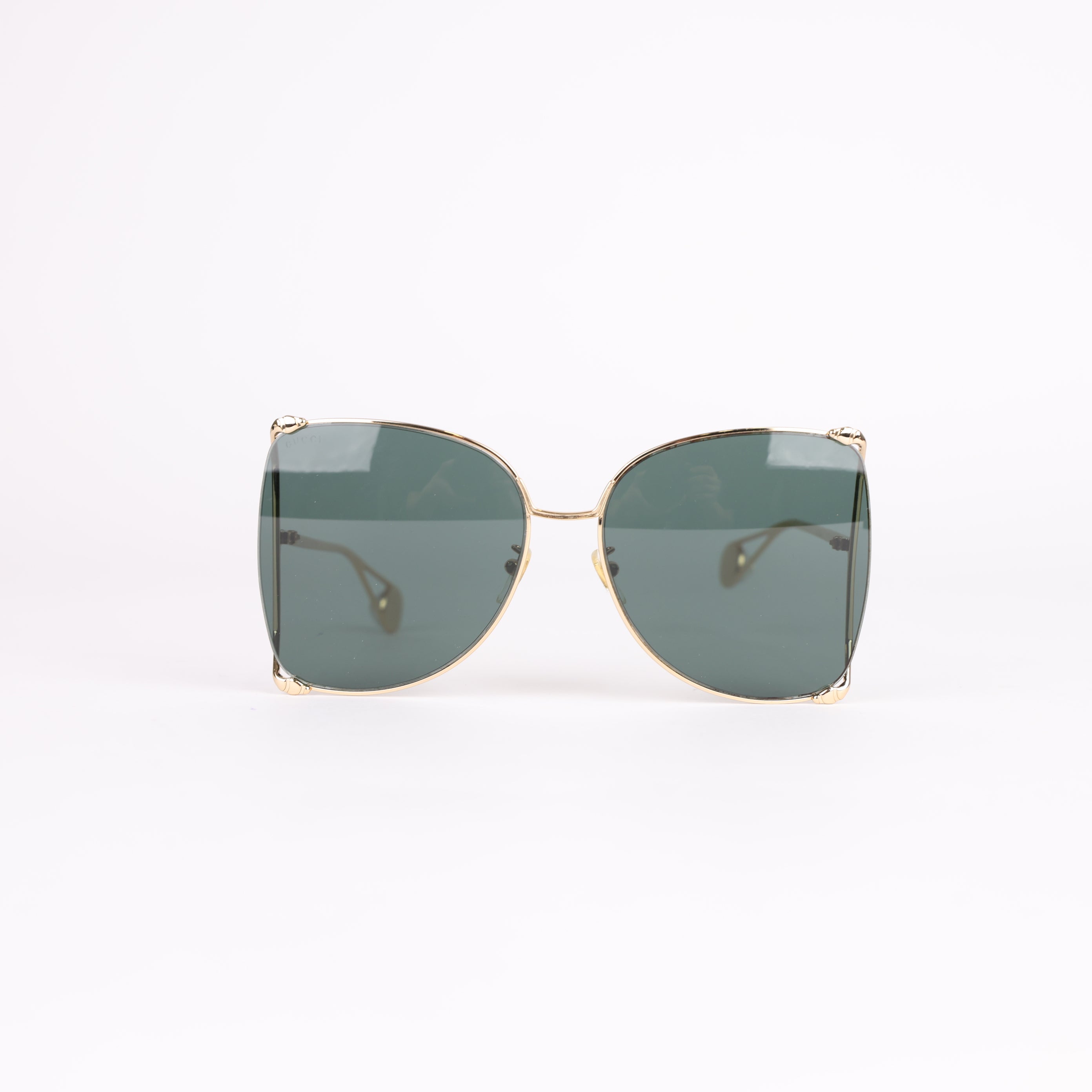 GUCCI Goldtone Metal Oversized Lens Cruise Snake Sunglasses - Pre Owned