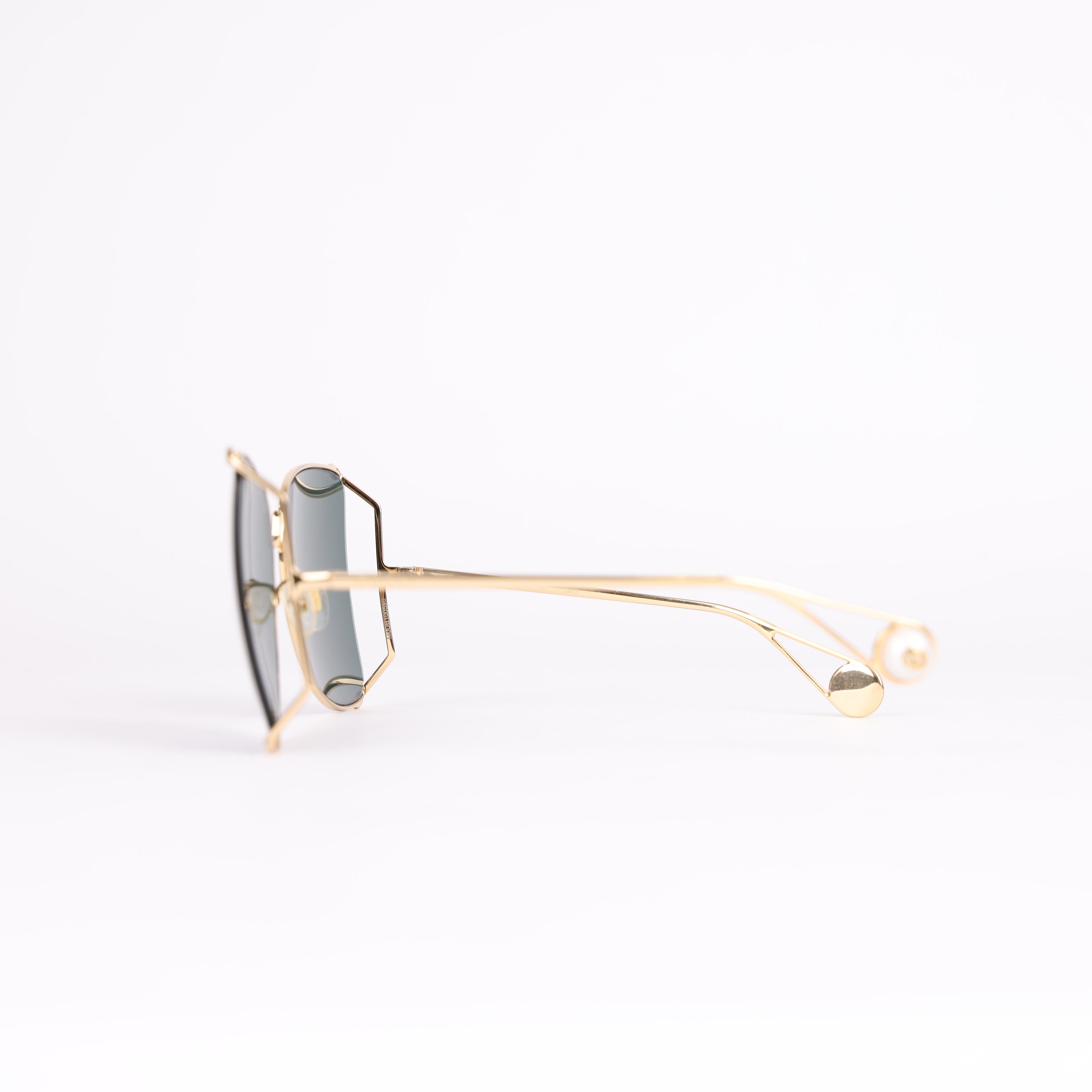 GUCCI Goldtone Metal Oversized Lens Cruise Snake Sunglasses - Pre Owned