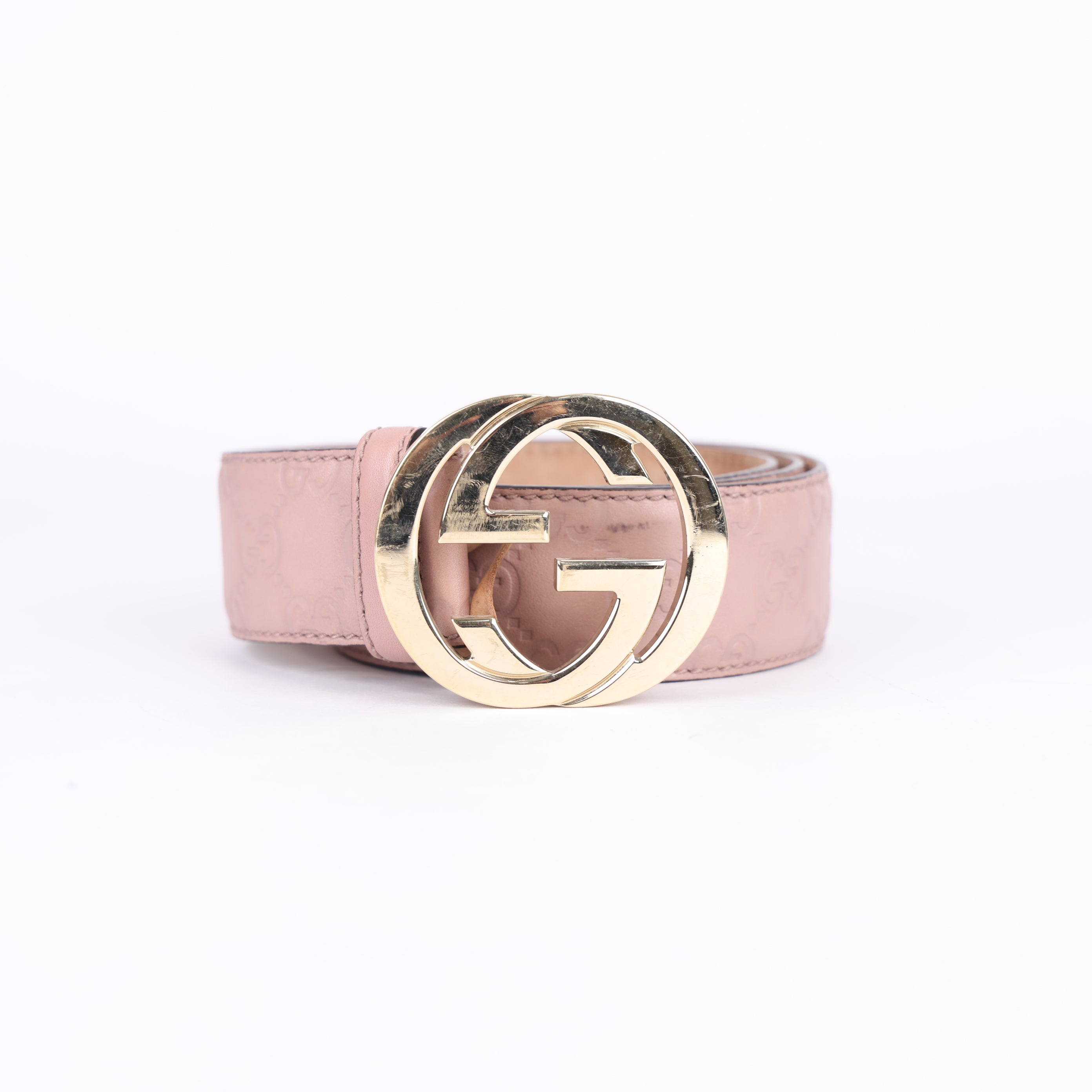 Gucci Light Pink Signature Belt - Pre Owned