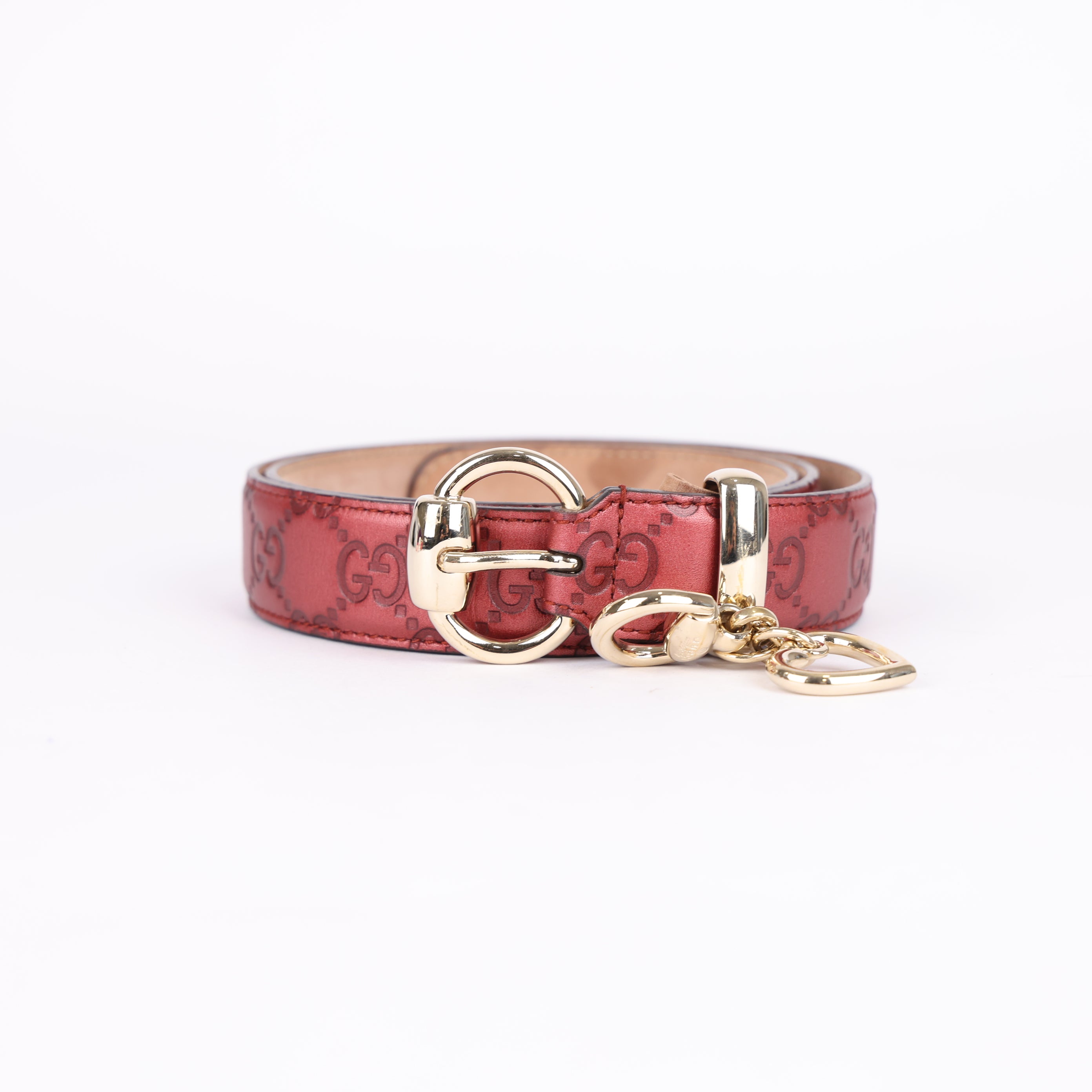 Gucci Maroon Guccissima Leather Buckle Belt- Pre Owned