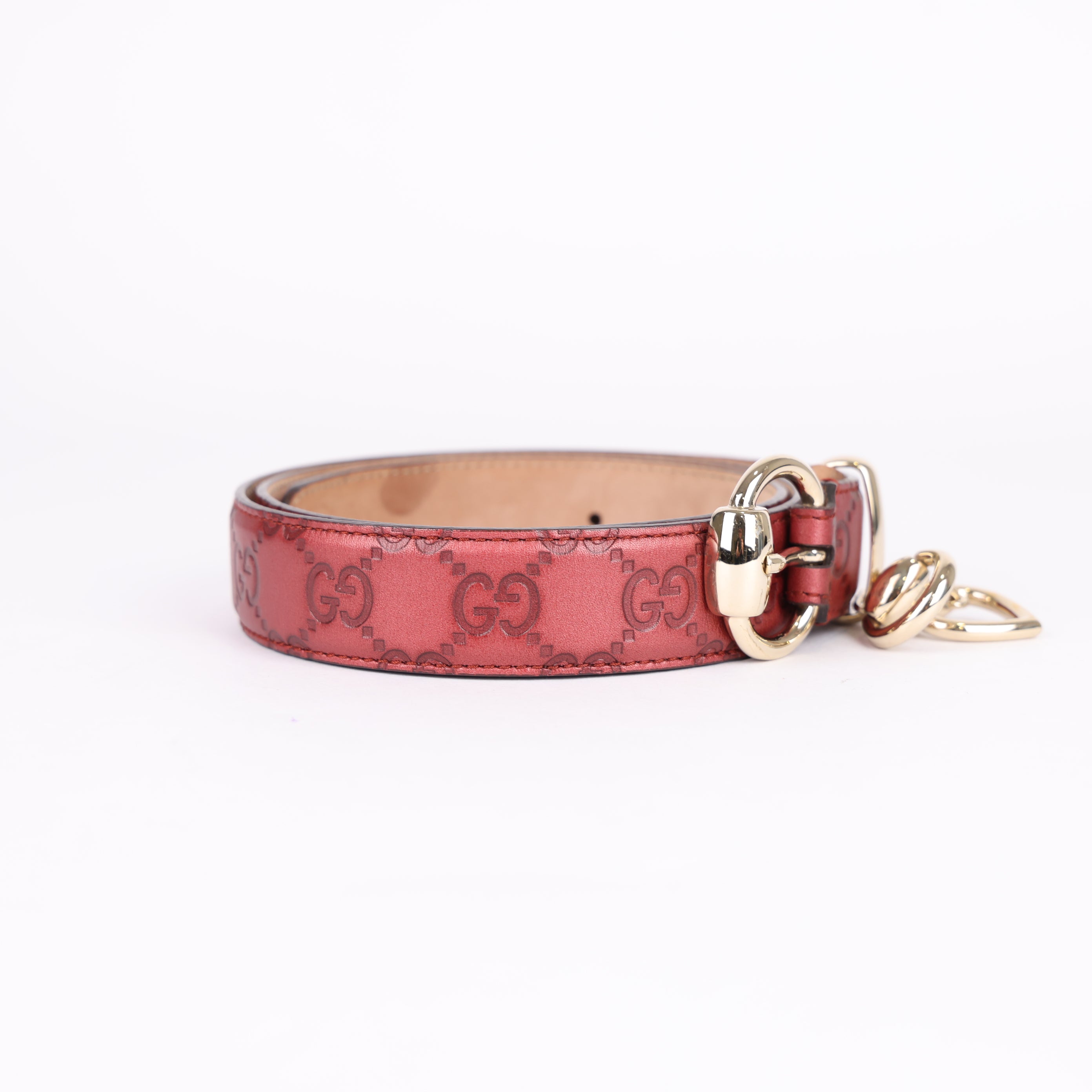 Gucci Maroon Guccissima Leather Buckle Belt- Pre Owned