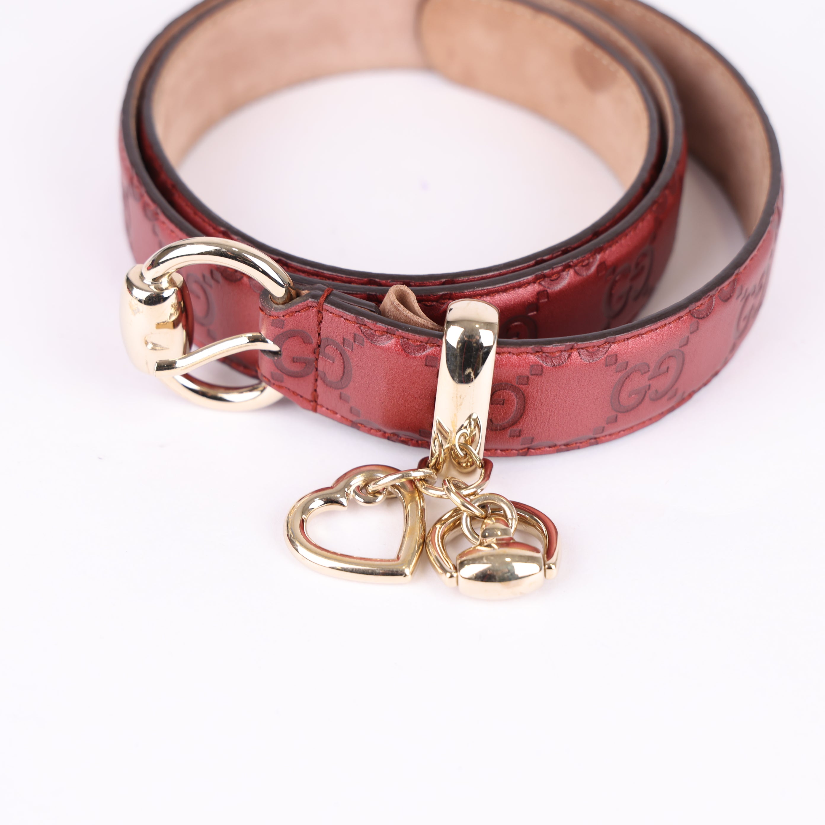 Gucci Maroon Guccissima Leather Buckle Belt- Pre Owned