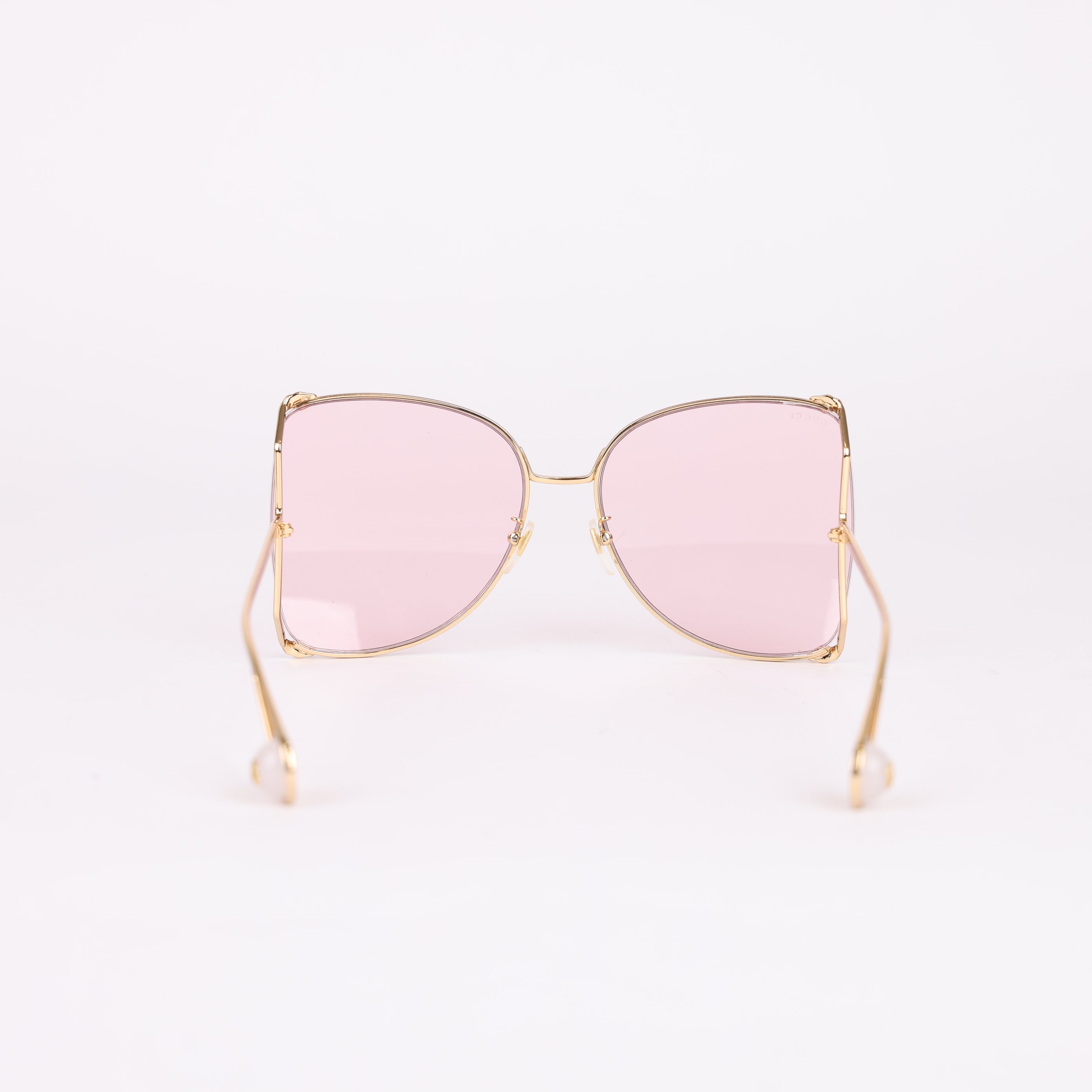 Gucci Square Oversized Sunglasses in Gold With Pink Lens- Pre Owned