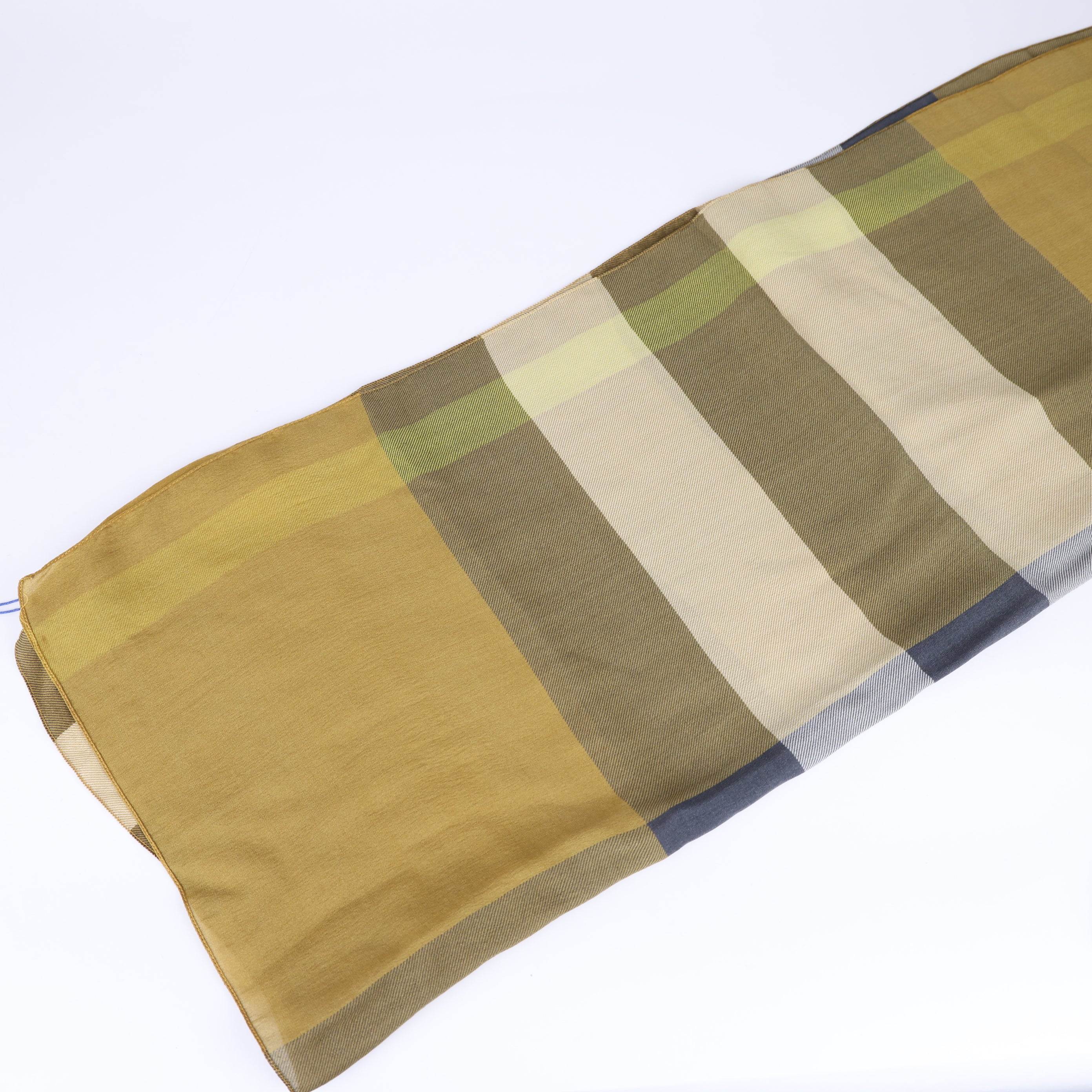 Burberry Yellow/Green Giant Check Print Silk Stole SCARF- Pre Owned