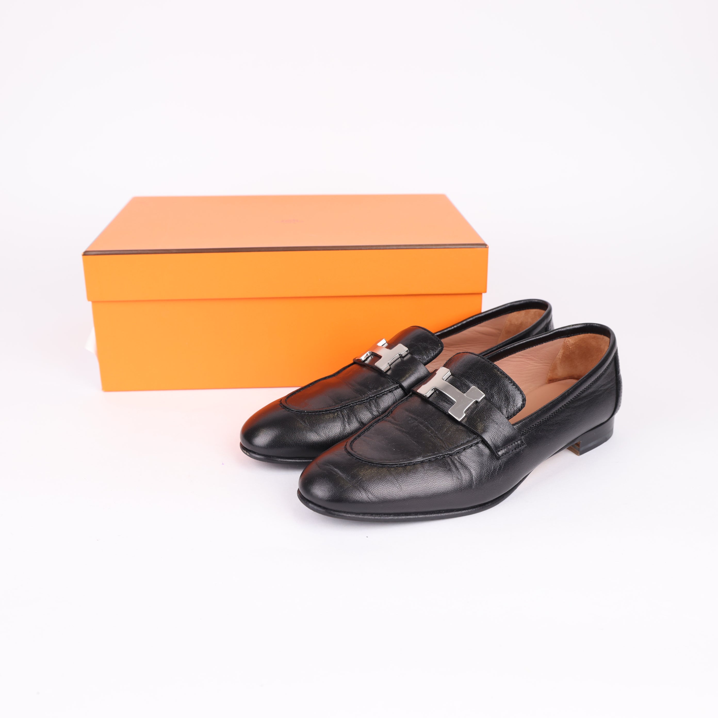 Hermès Constance Leather Loafers Black SIZE EU38/ UK5- Pre Owned