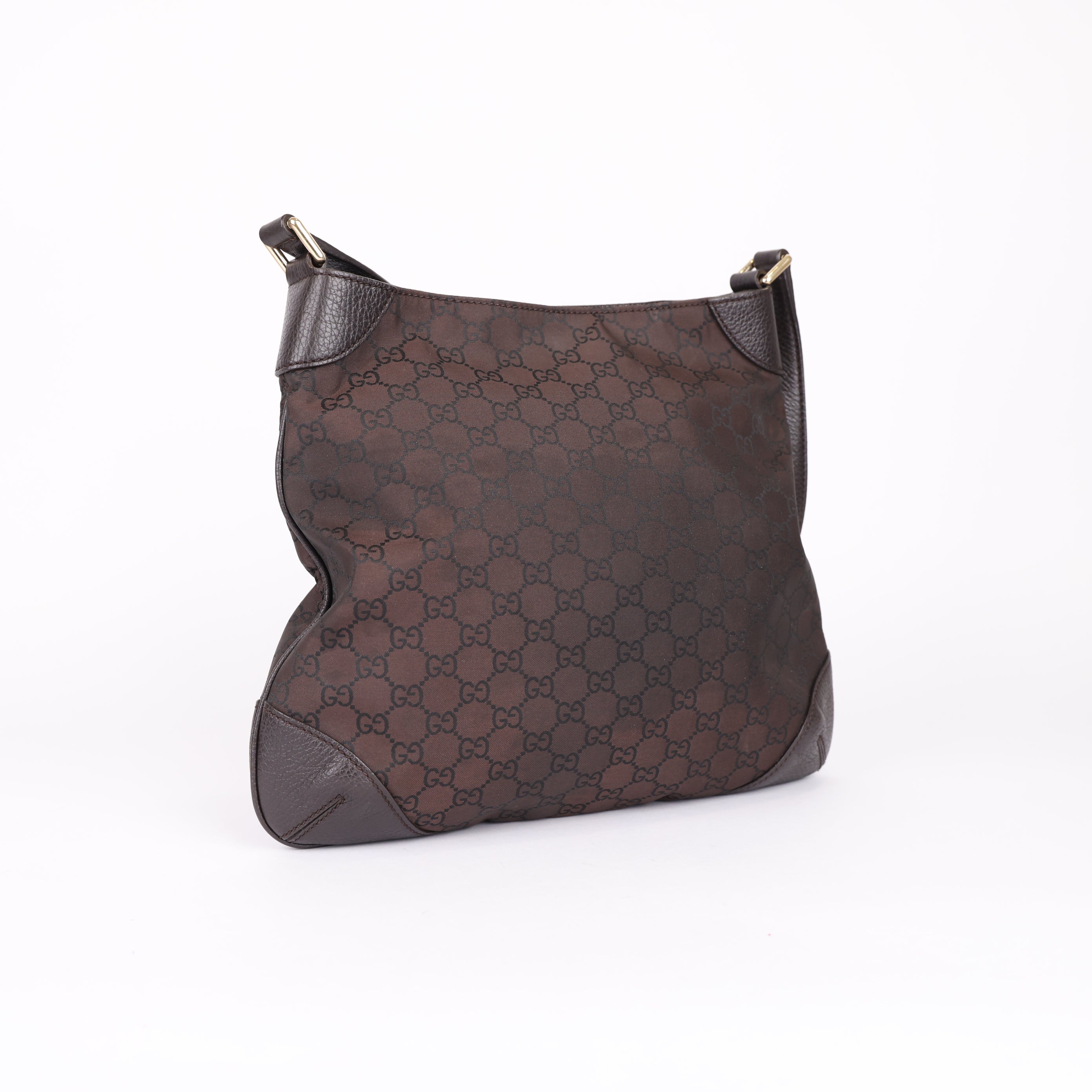 Gucci Brown GG Nylon Shoulder Bag Dark brown- Pre Owned