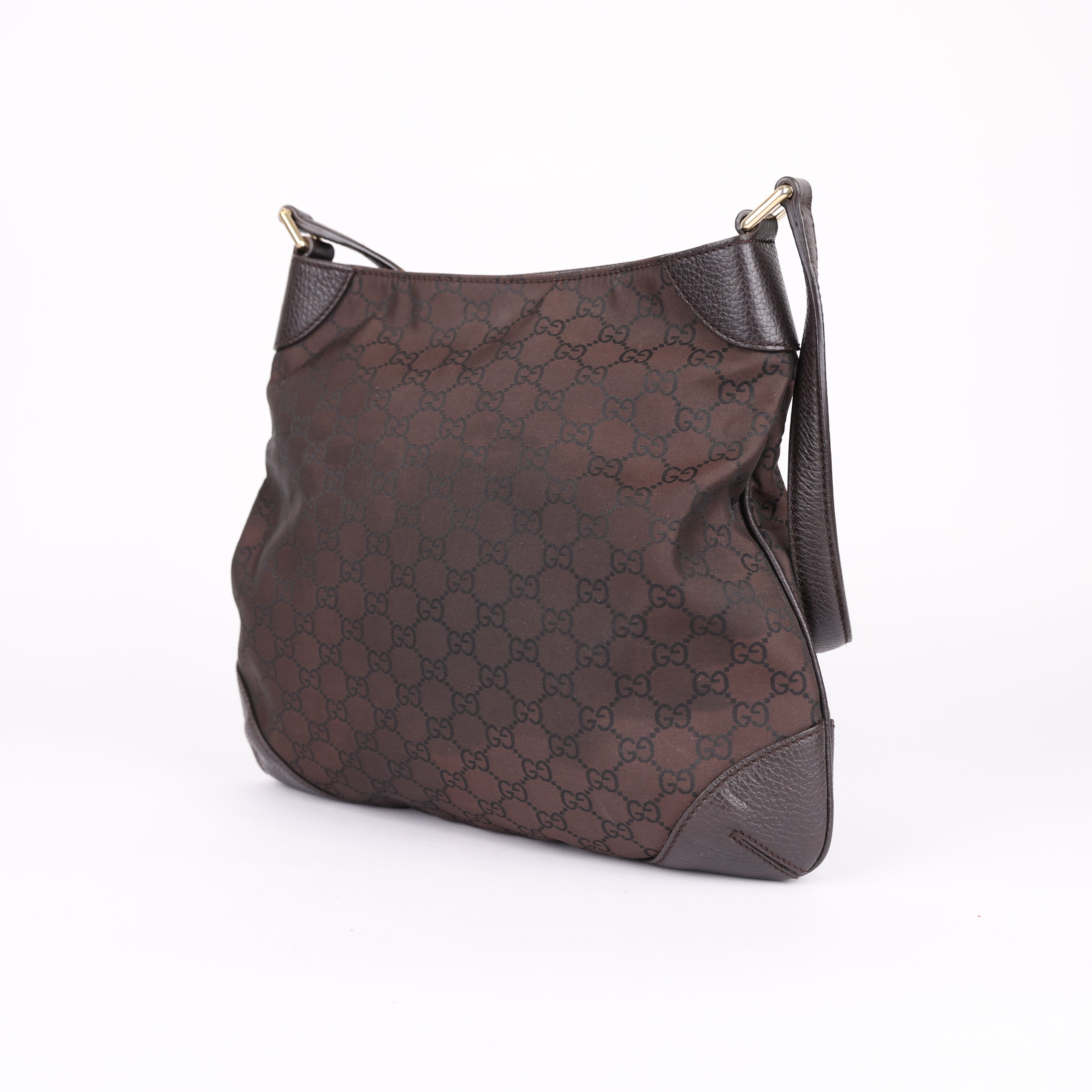 Gucci Brown GG Nylon Shoulder Bag Dark brown- Pre Owned