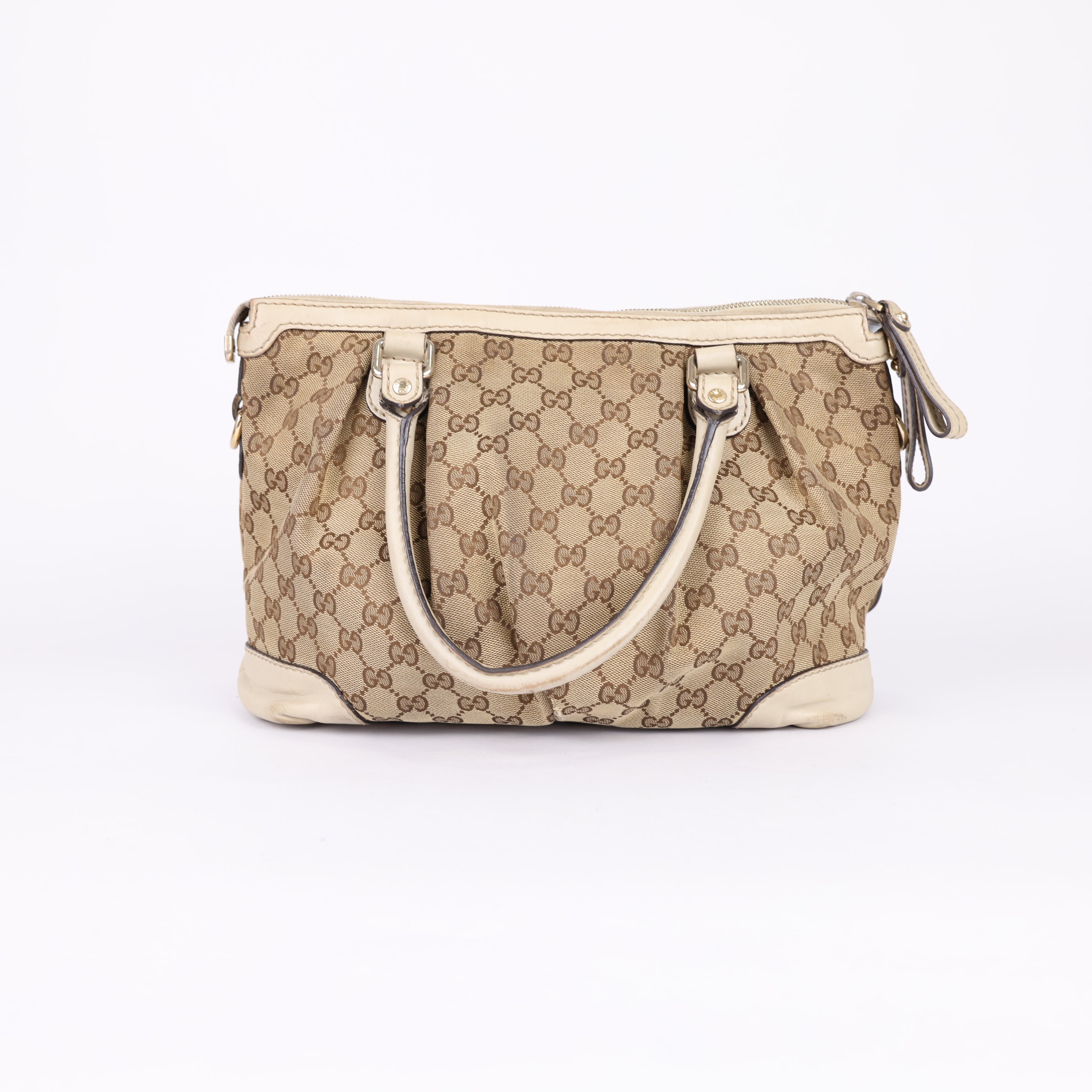 Gucci GG Canvas Sukey Medium Satchel Brown Beige- Pre Owned