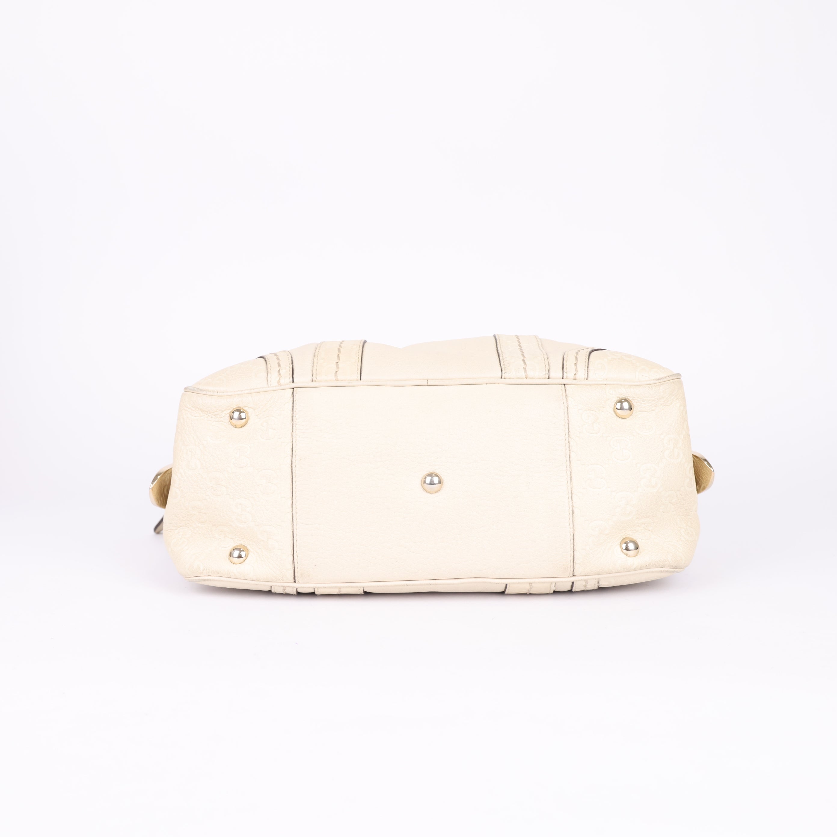 Gucci White Leather Boston Bag- Pre Owned