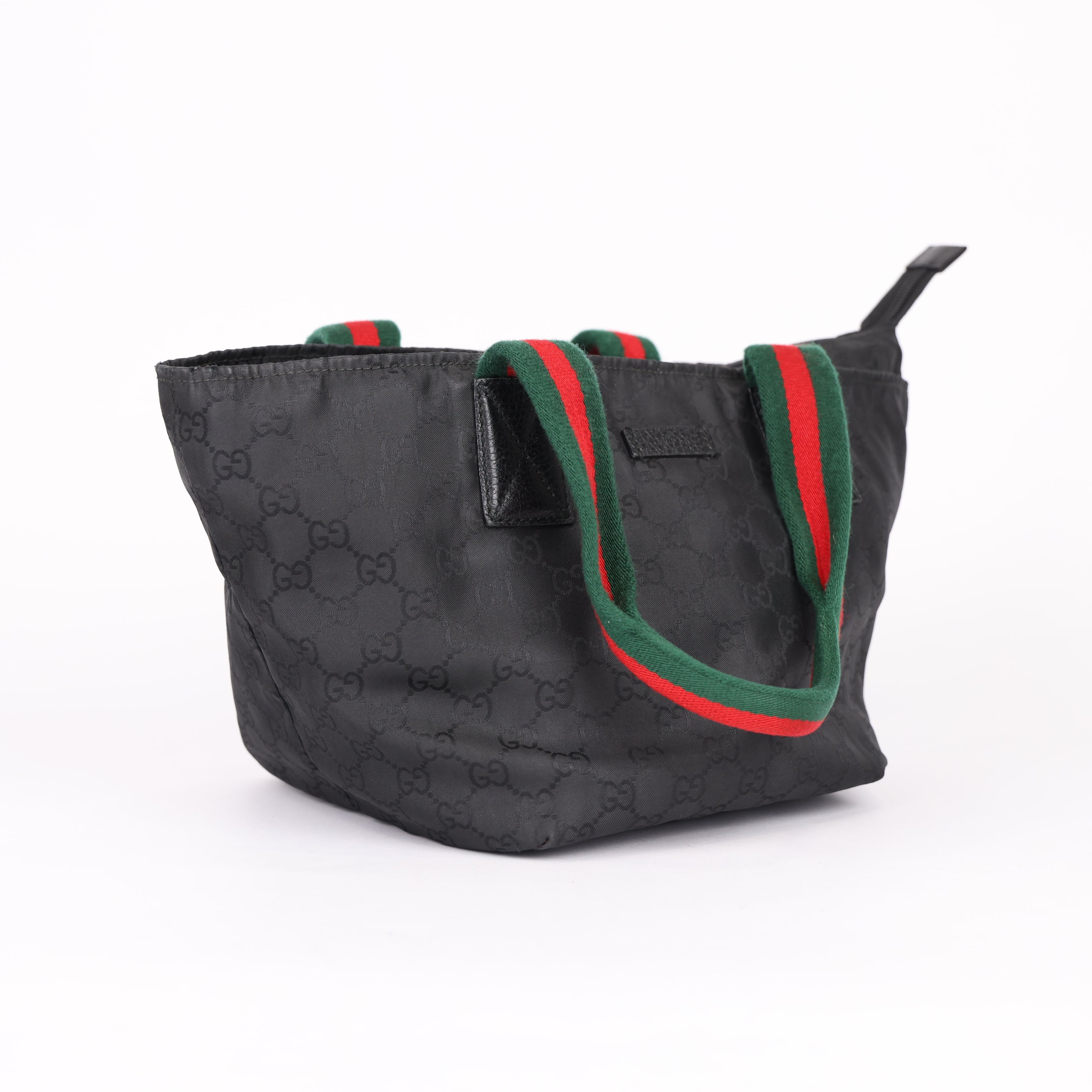 Gucci GG Canvas Medium Web Bucket Tote Black- Pre Owned