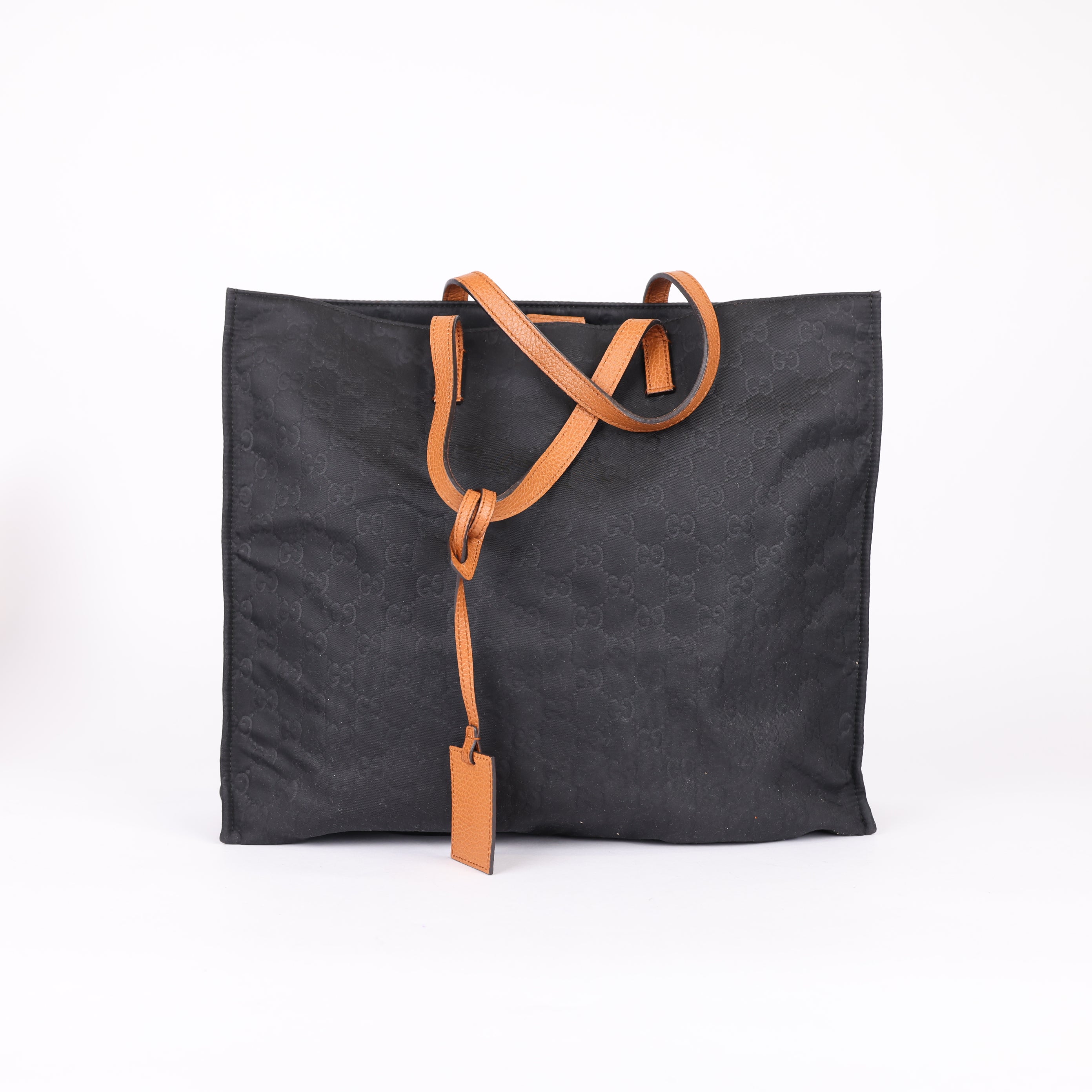 Gucci Black GG Nylon Tote Bag Brown- Pre Owned