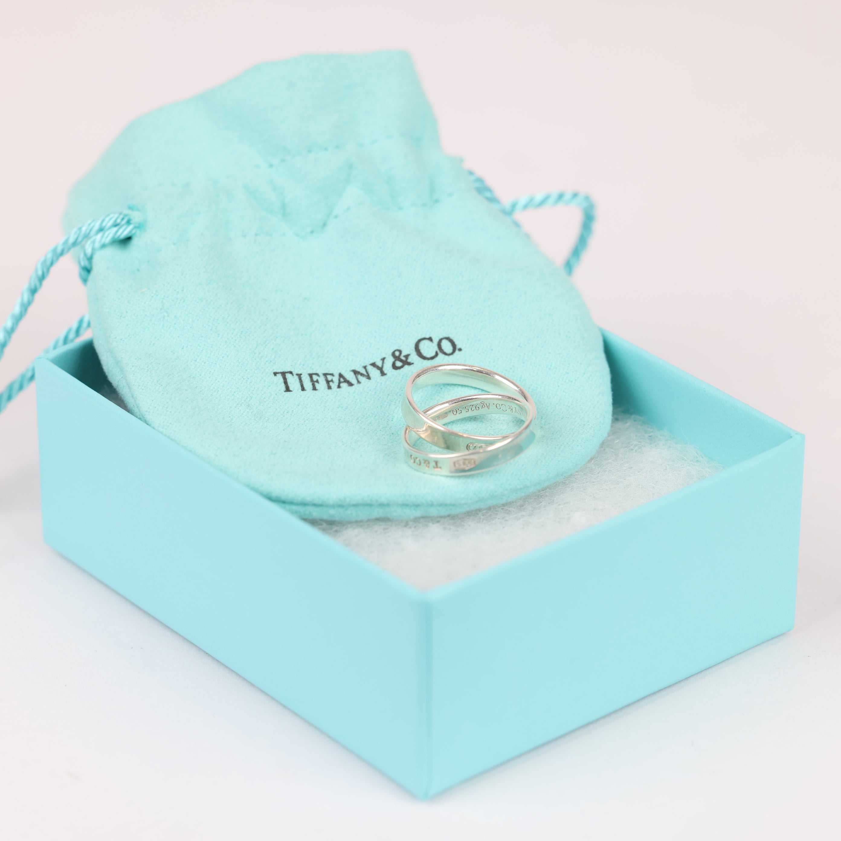 J0771A24859 Tiffany & Co 925 Sterling Silver Double-Ring- Pre Owned