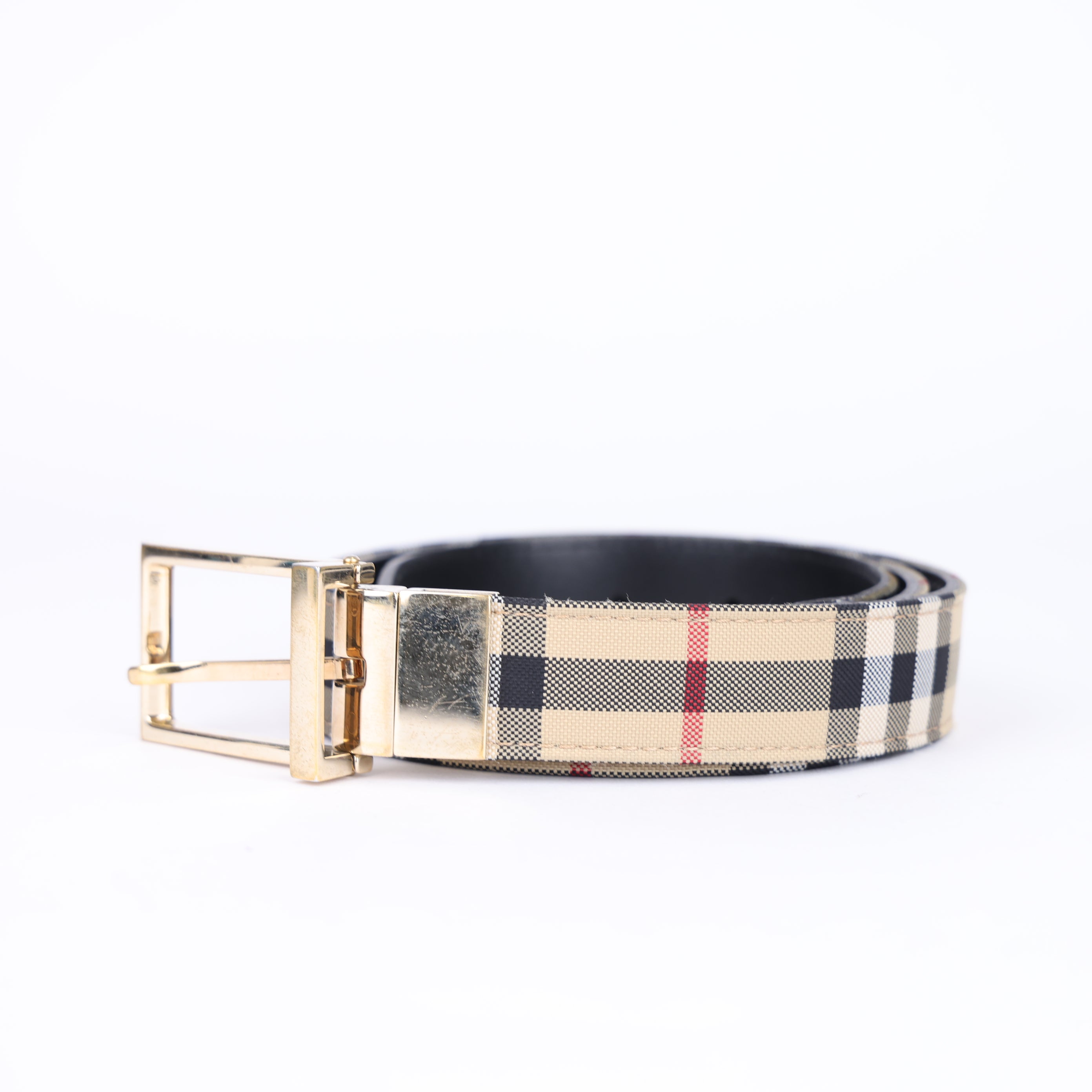 Burberry Vintage Check & Leather Reversible Belt- Pre Owned
