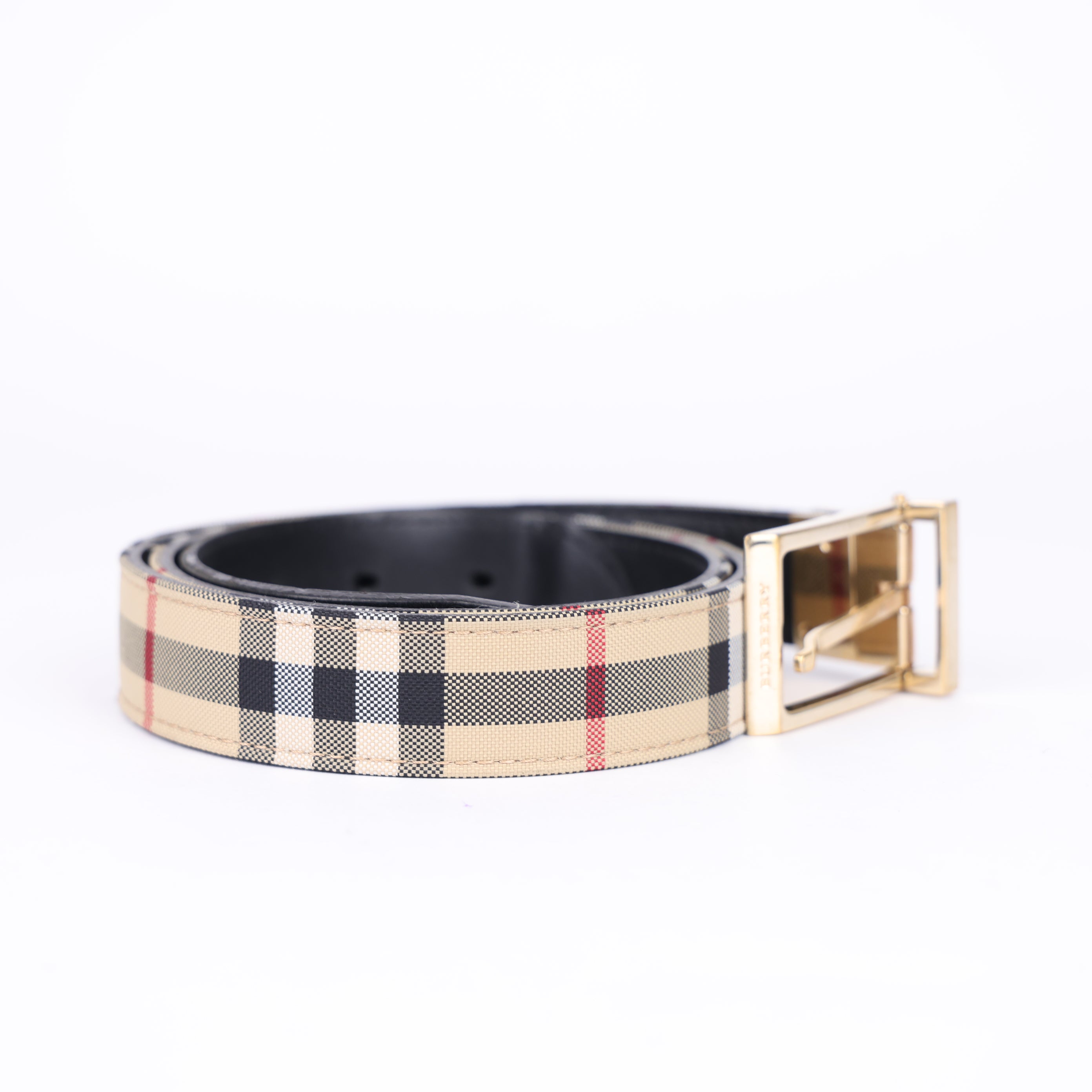 Burberry Vintage Check & Leather Reversible Belt- Pre Owned