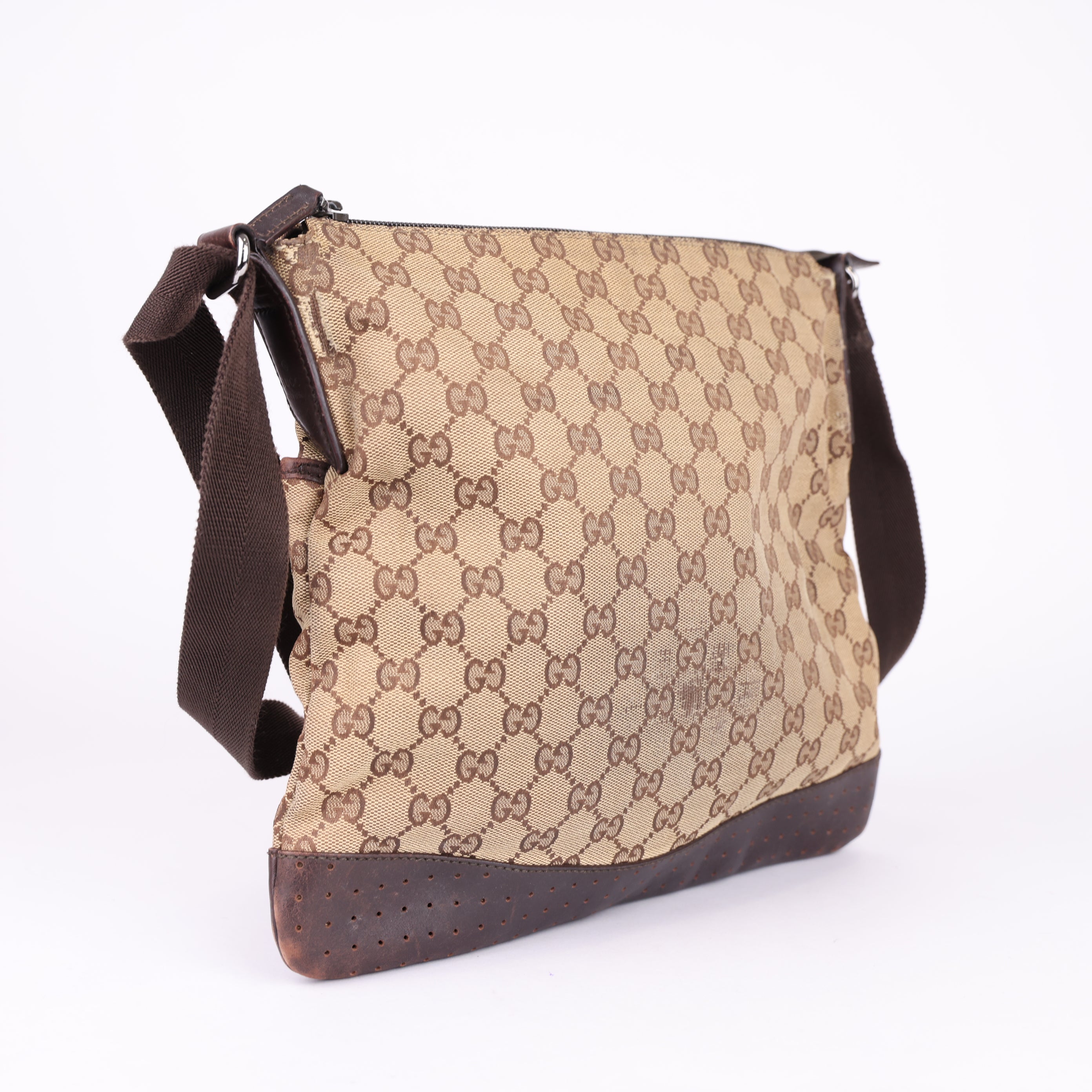 J0776 Gucci GG Canvas Abbey Brown Crossbody Bags- Pre Owned