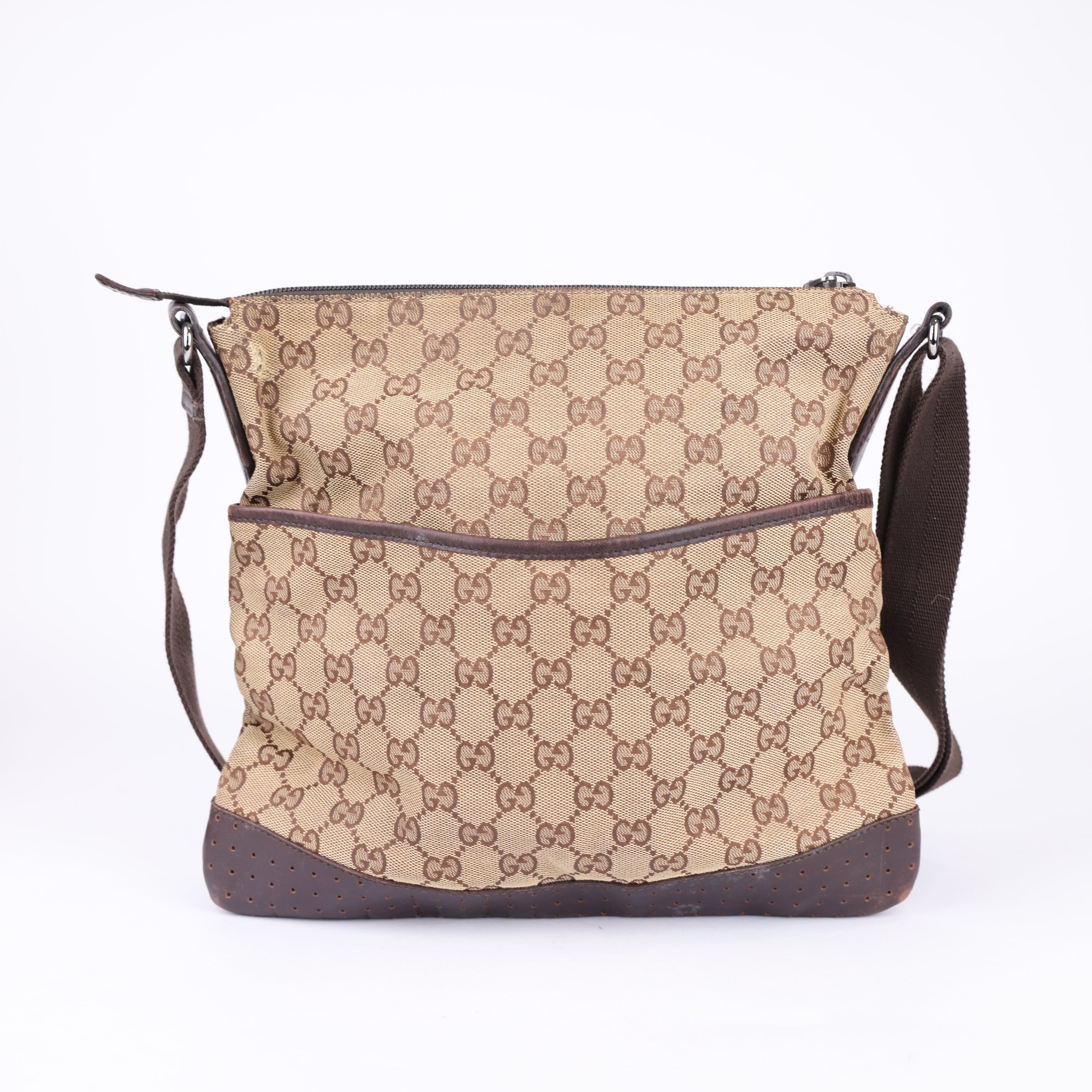 J0776 Gucci GG Canvas Abbey Brown Crossbody Bags- Pre Owned