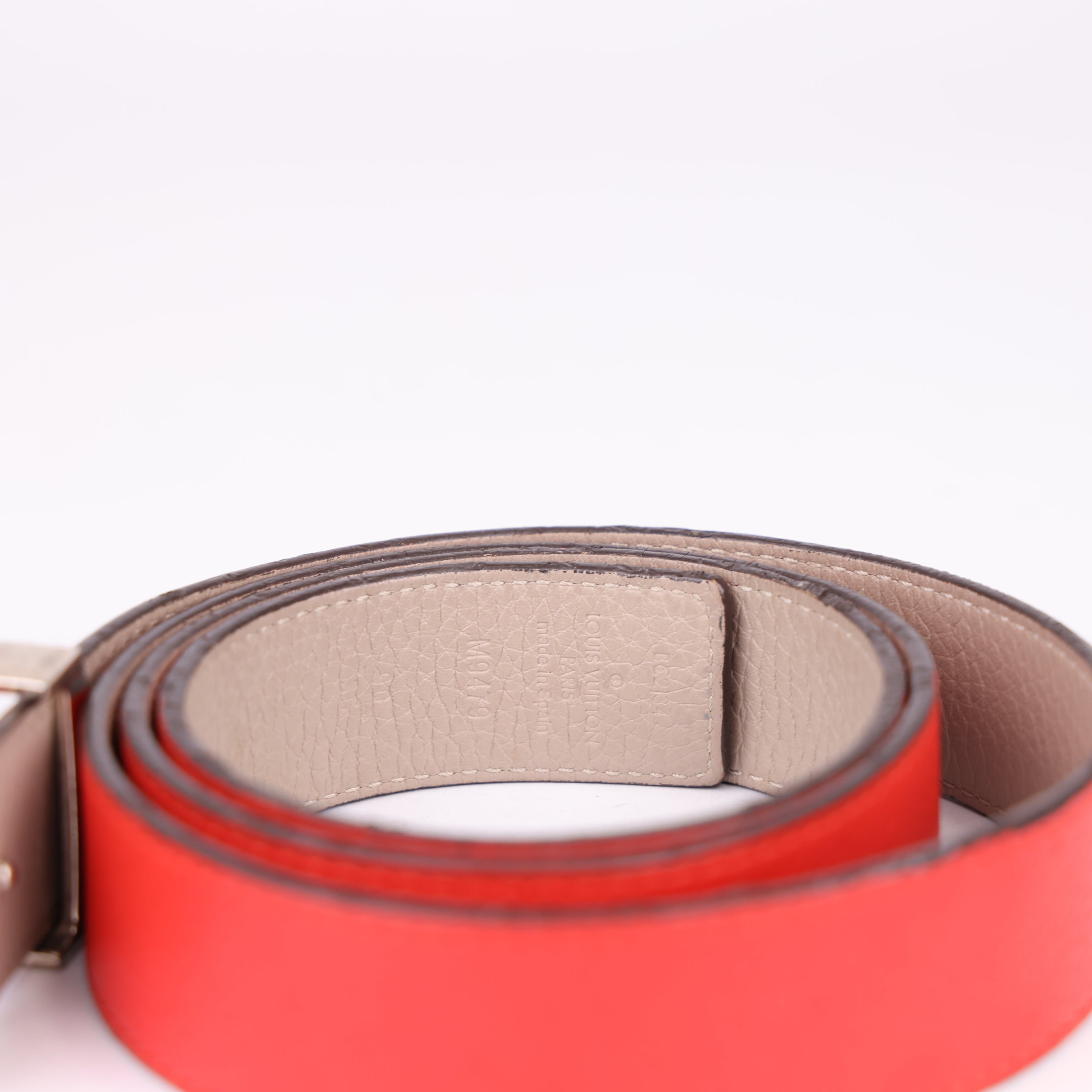 J0789 Louis Vuitton Red x Black Reversible LV Initiales Belt 90cm- Pre Owned