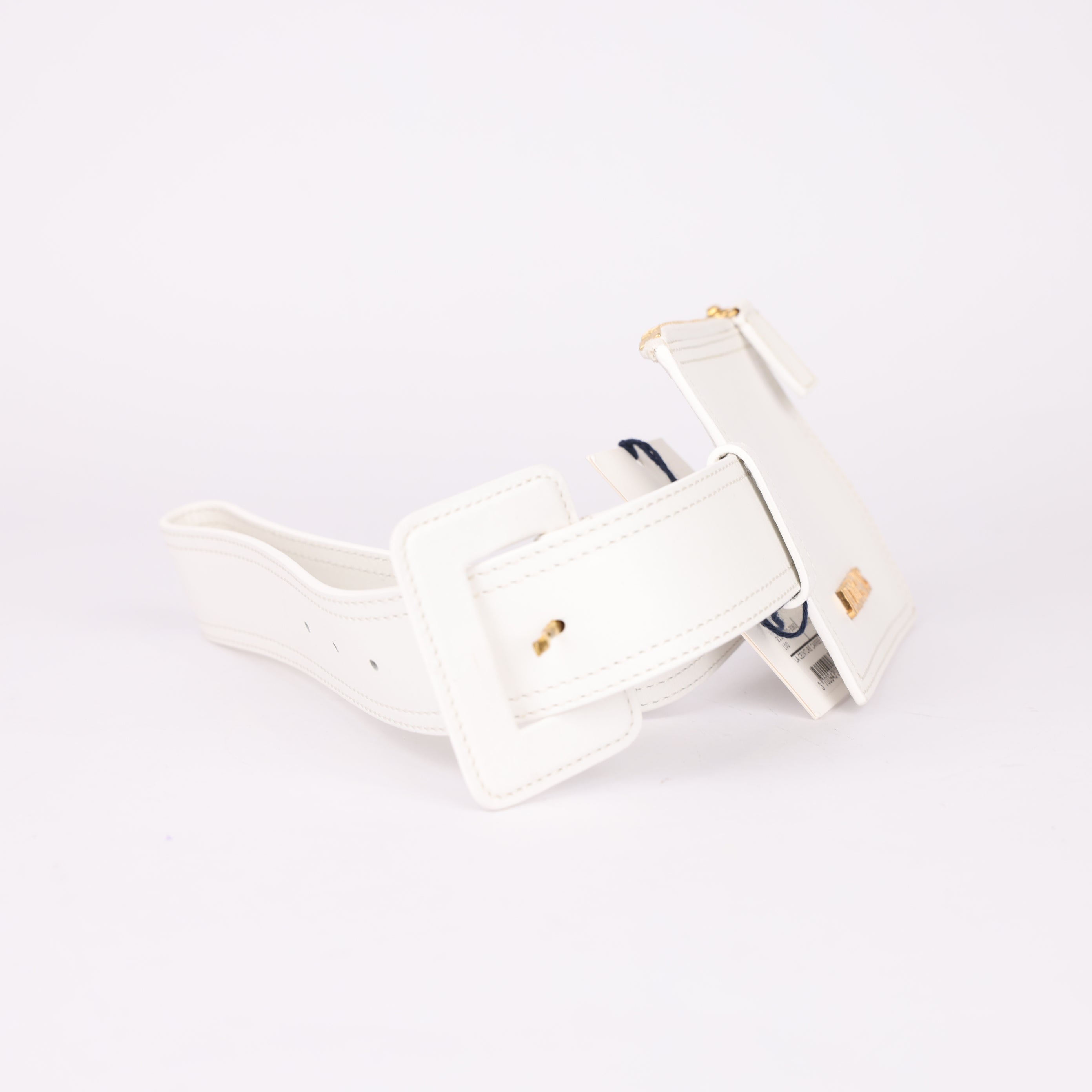 J0795 Jacquemus La Ceinture Carre Belt White- Pre Owned