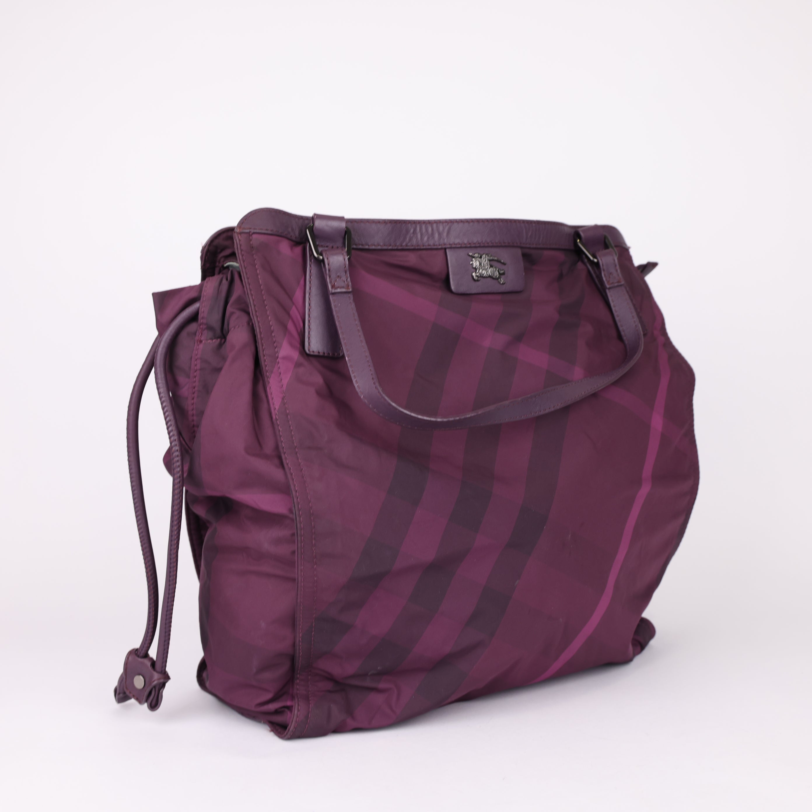 Burberry Purple Nylon Beat Check Tote Bag- Pre Owned