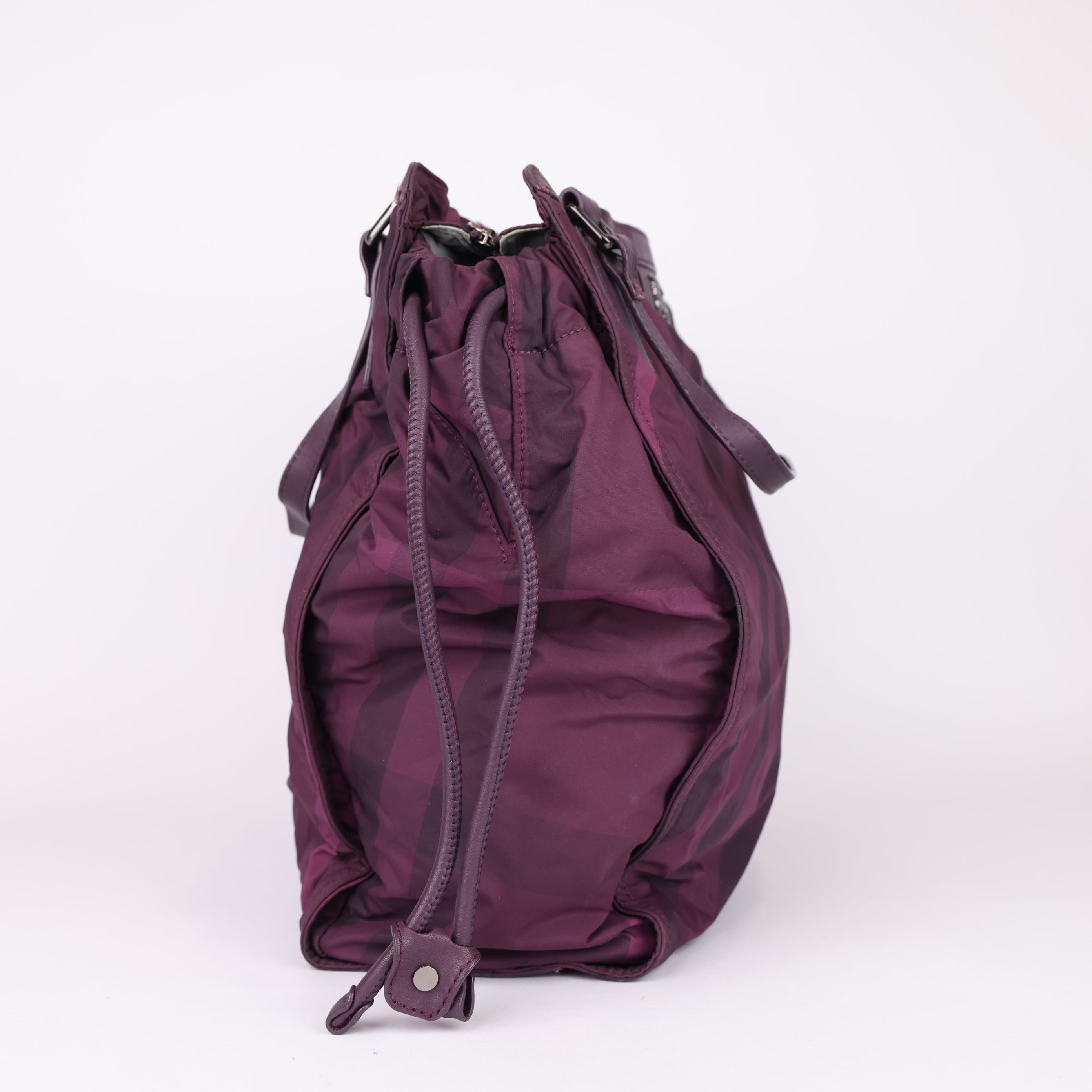 Burberry Purple Nylon Beat Check Tote Bag- Pre Owned