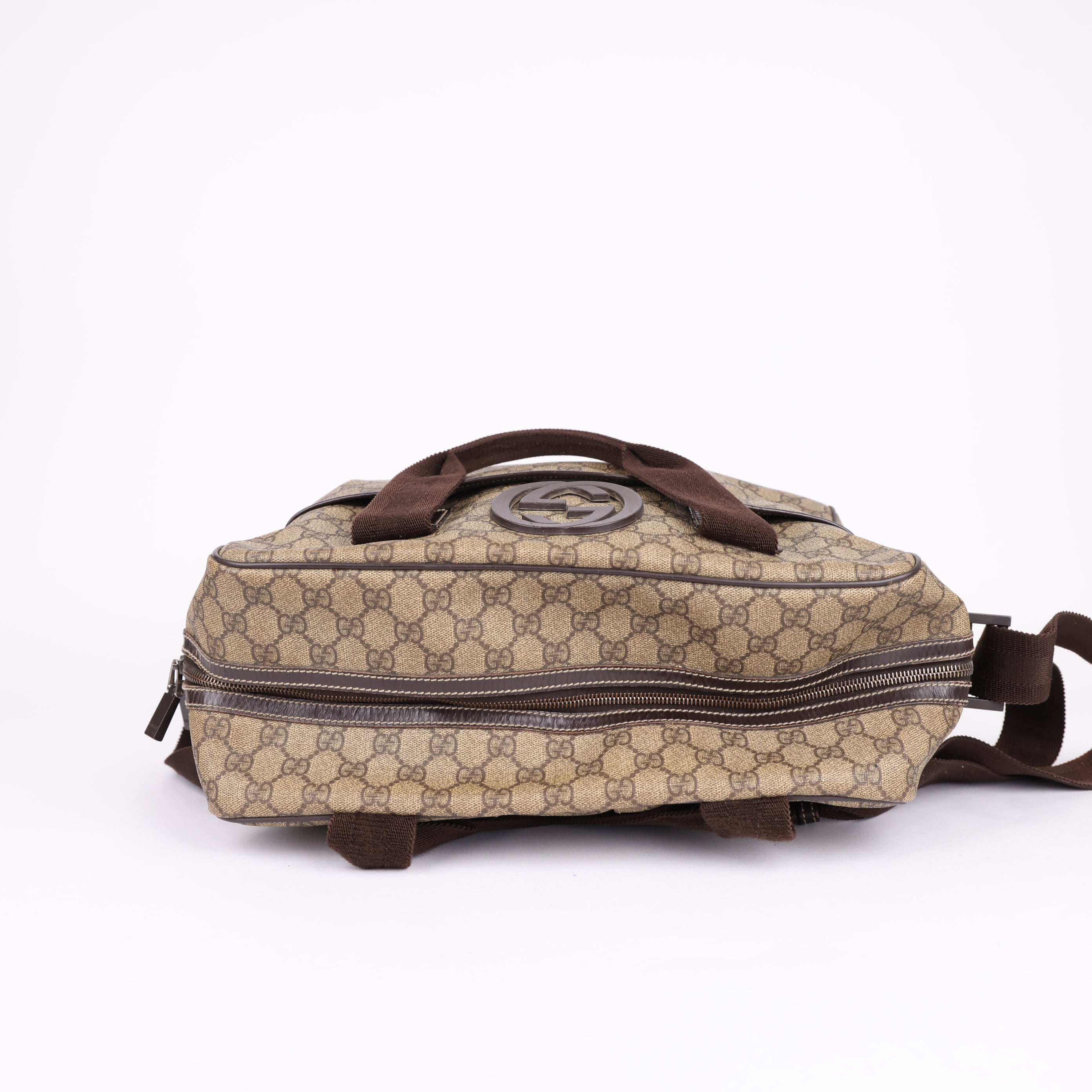 GUCCI GG Plus Monogram Interlocking G Briefcase Brown- Pre Owned