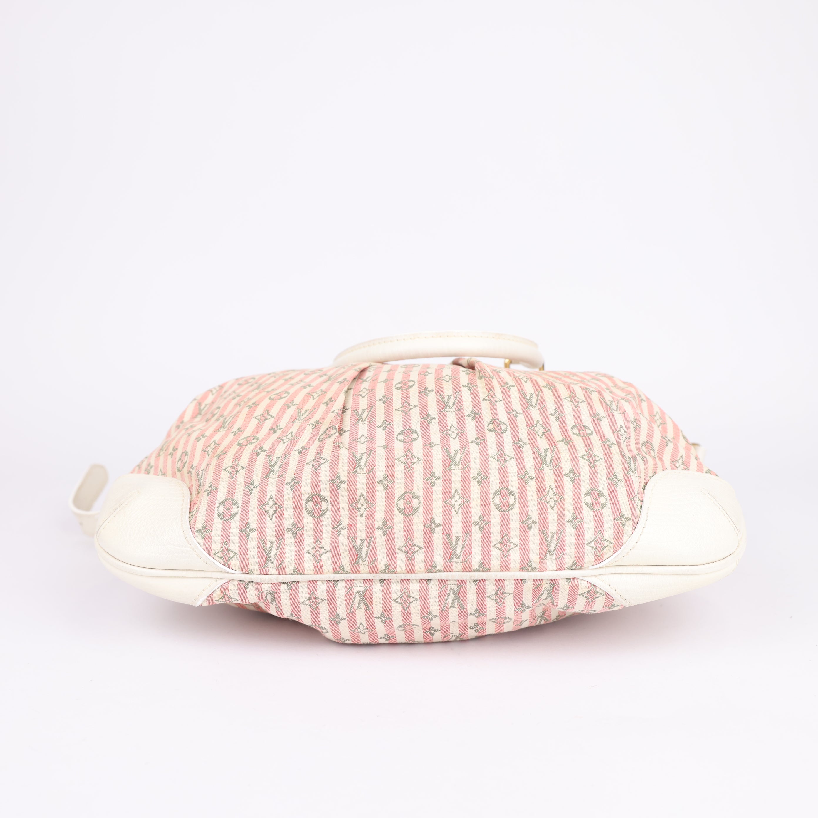 J0908 Louis Vuitton Pink Monogram Mini Lin Croisette Marina PM White- Pre Owned