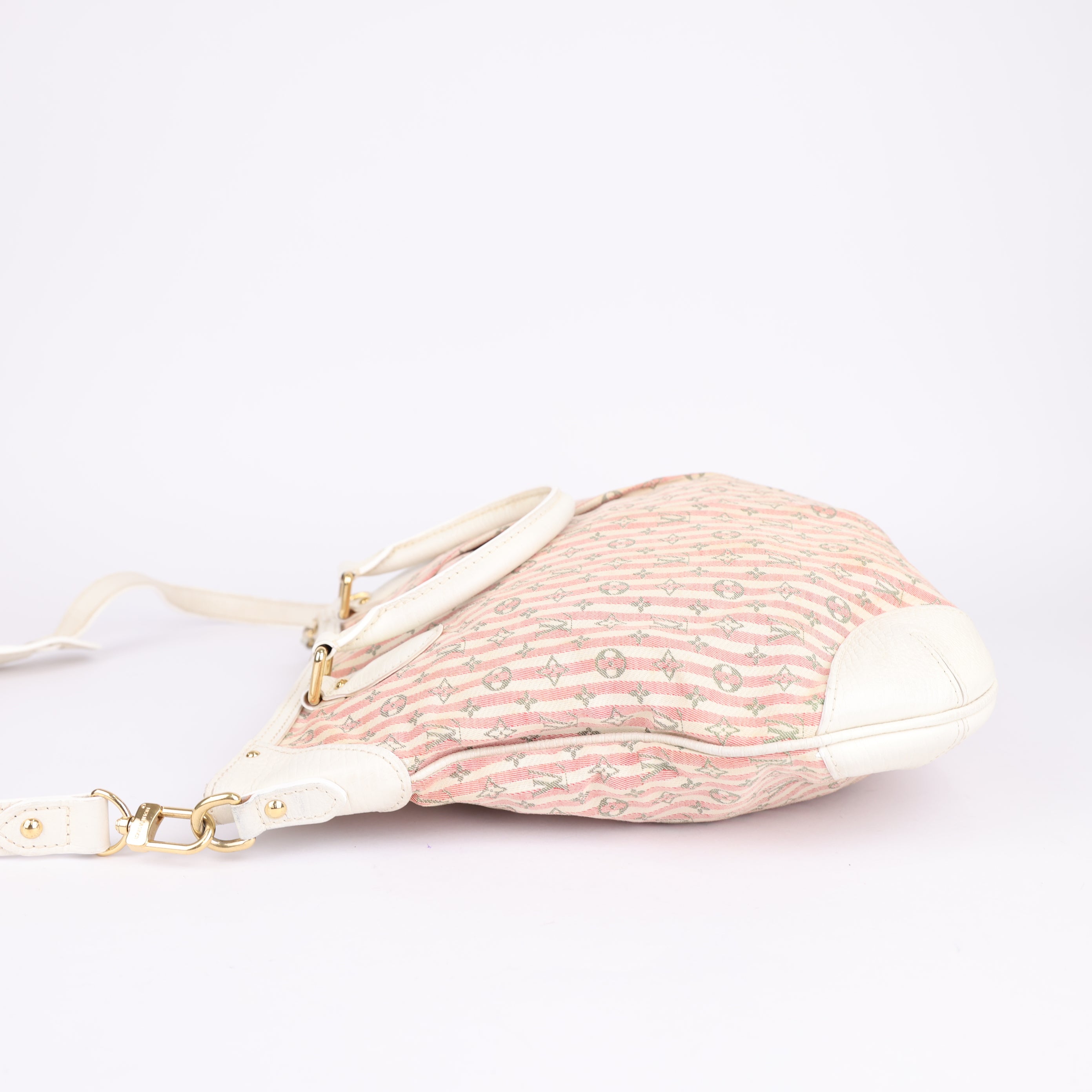 J0908 Louis Vuitton Pink Monogram Mini Lin Croisette Marina PM White- Pre Owned