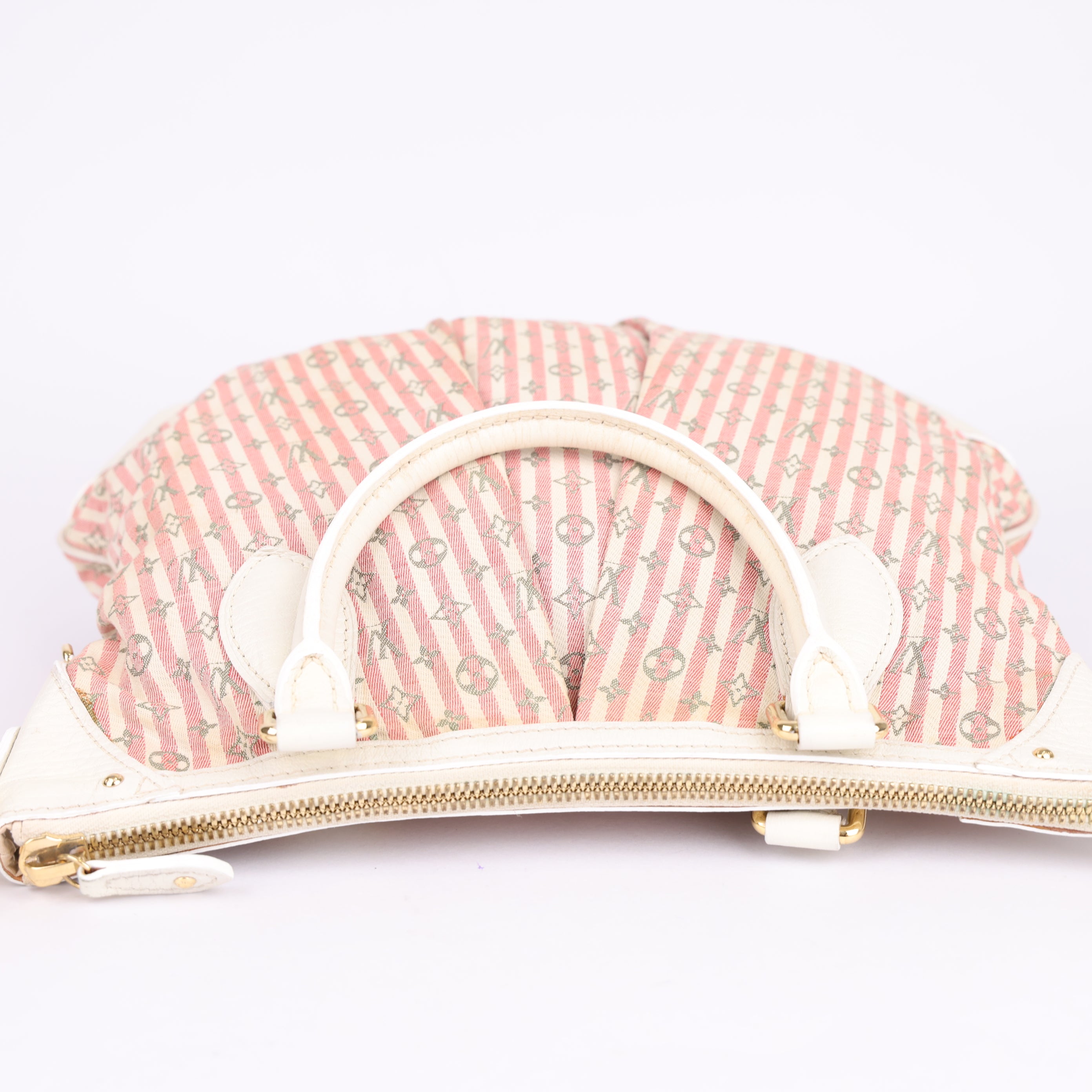 J0908 Louis Vuitton Pink Monogram Mini Lin Croisette Marina PM White- Pre Owned