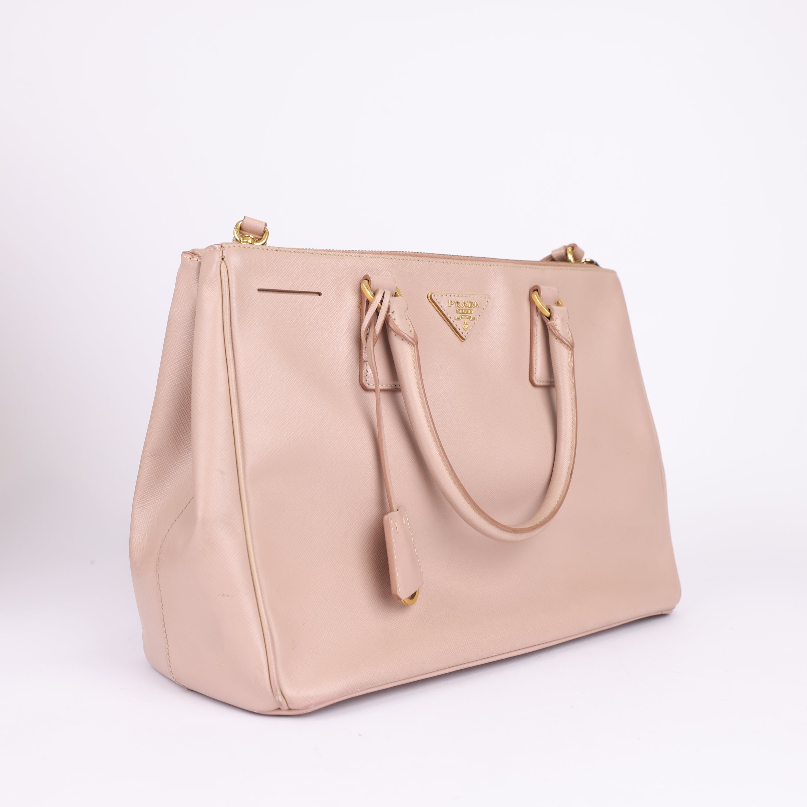 J0909 PRADA GALLERIA SAFFIANO TASCHE NUDE- Pre Owned