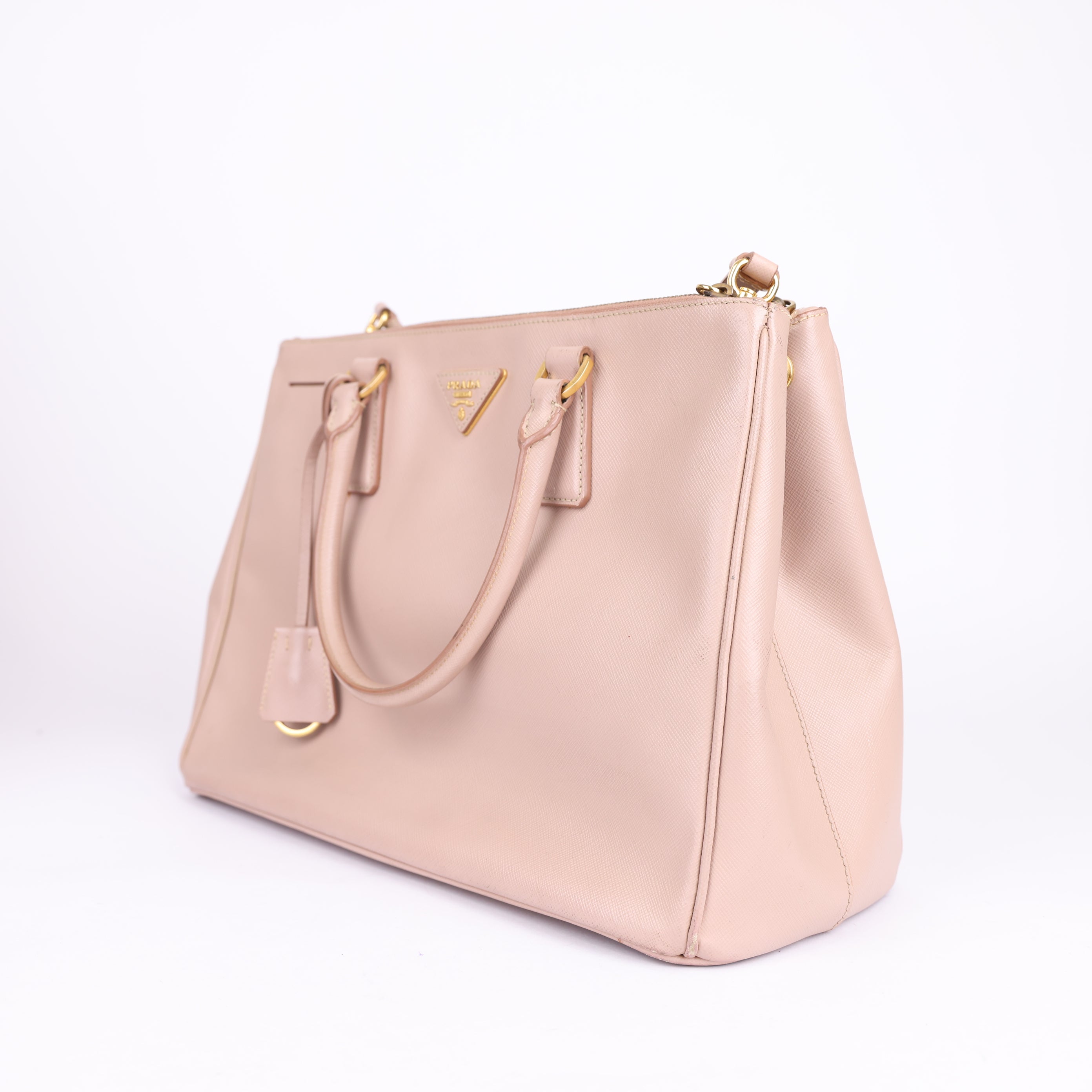 J0909 PRADA GALLERIA SAFFIANO TASCHE NUDE- Pre Owned