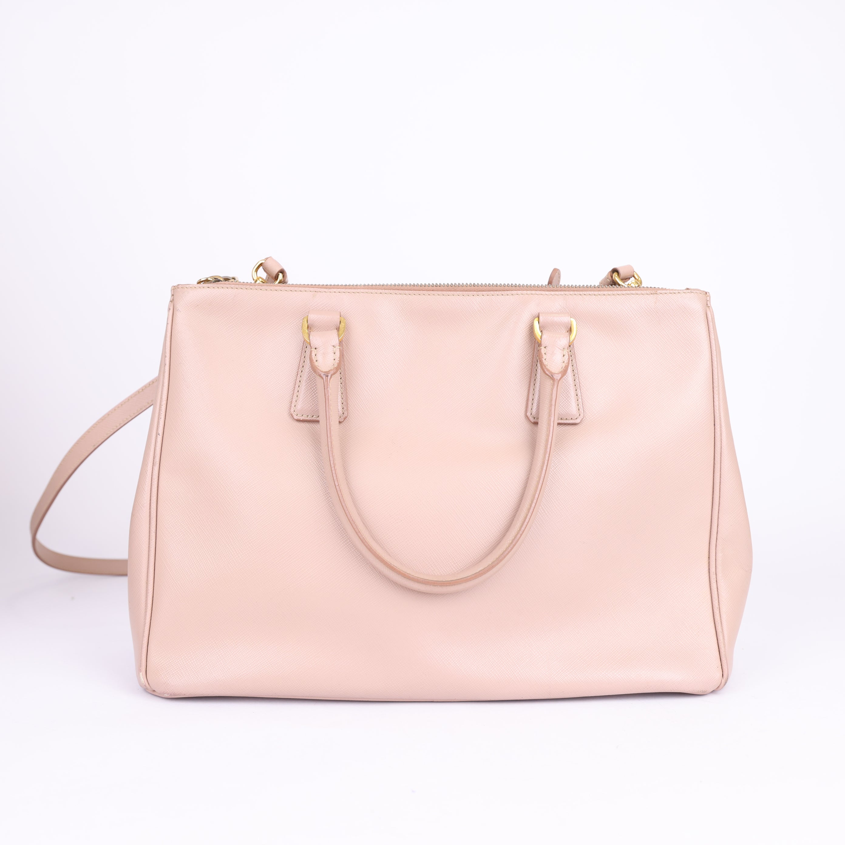 J0909 PRADA GALLERIA SAFFIANO TASCHE NUDE- Pre Owned