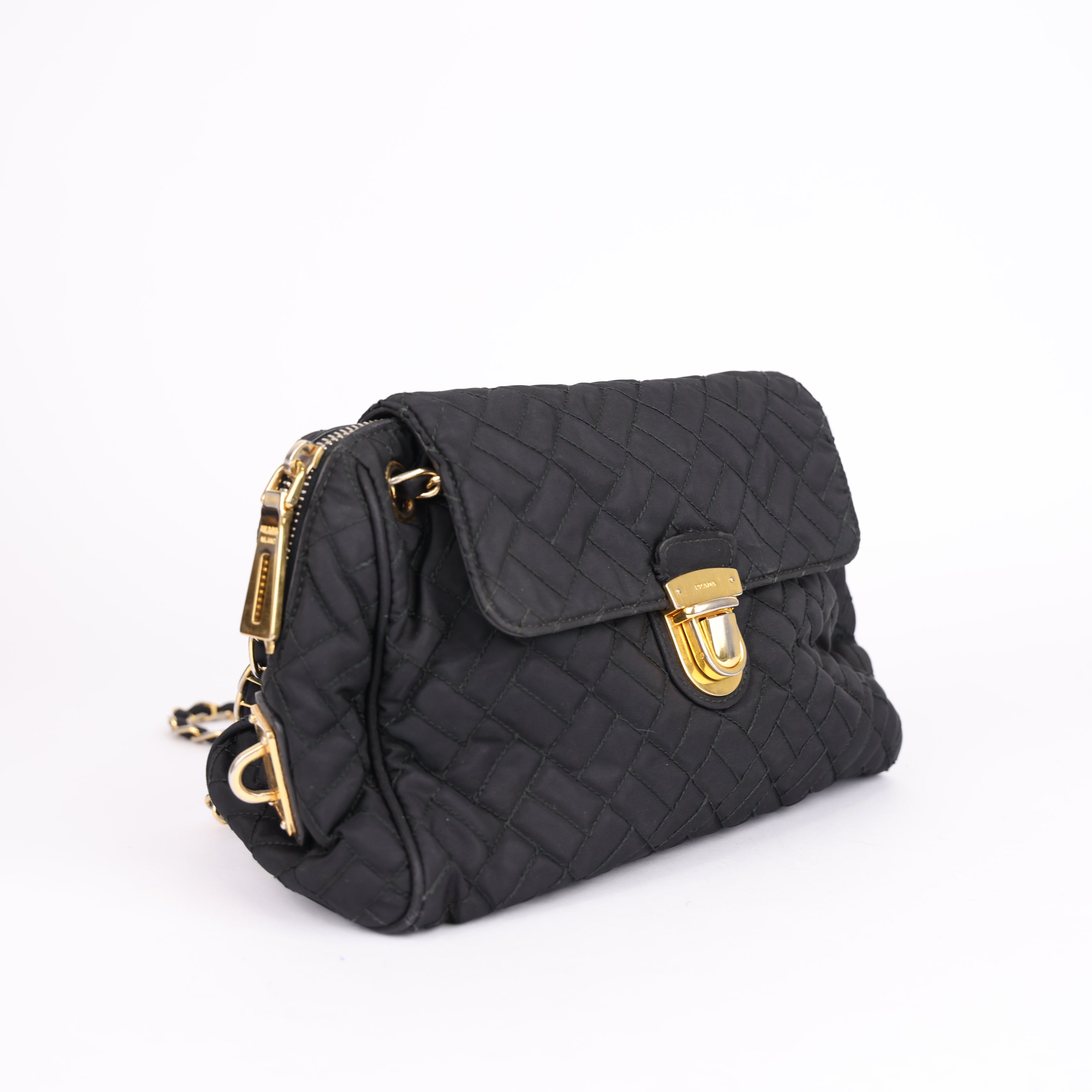 Prada Chain Shoulder Bag Quilted Nylon- Pre Owned