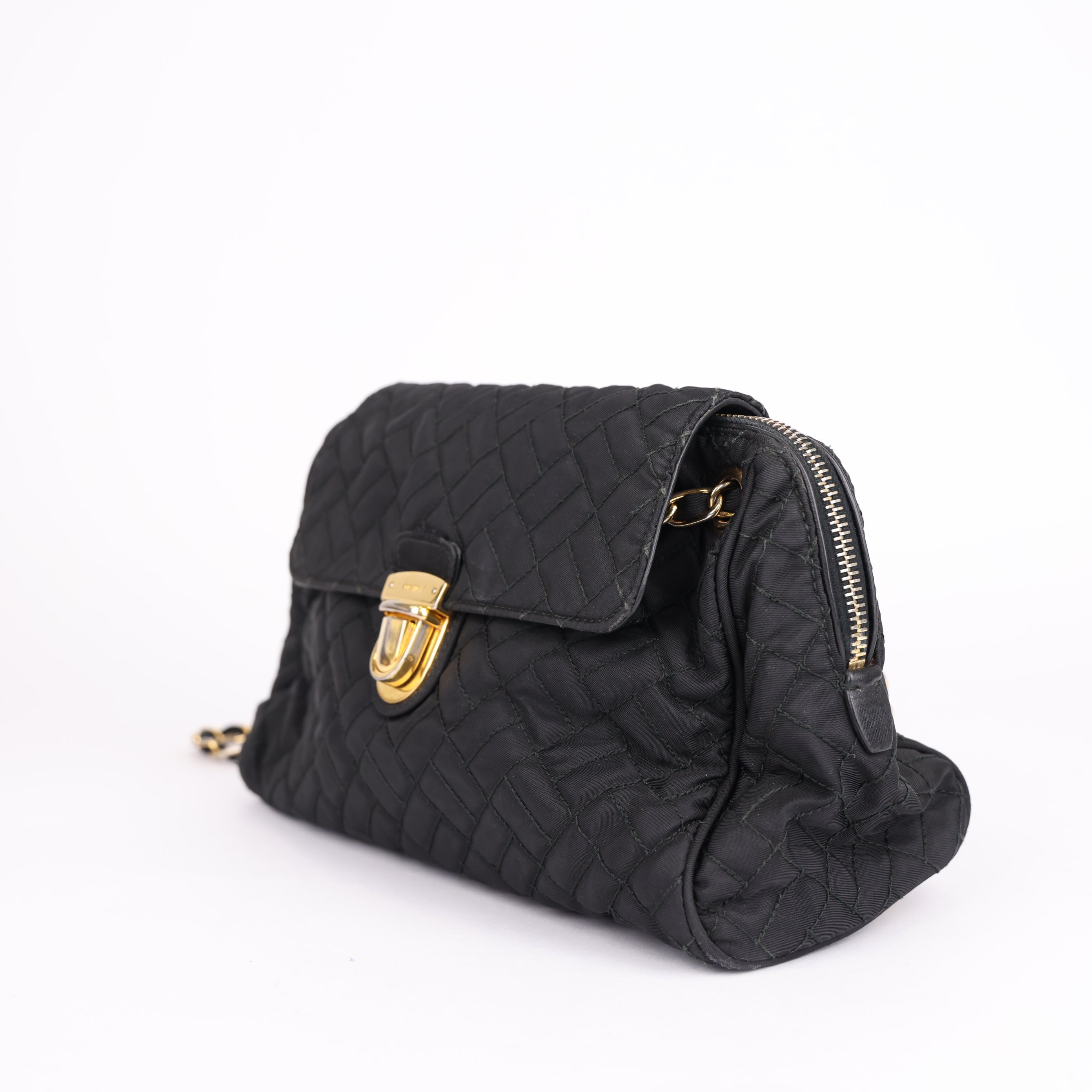 Prada Chain Shoulder Bag Quilted Nylon- Pre Owned