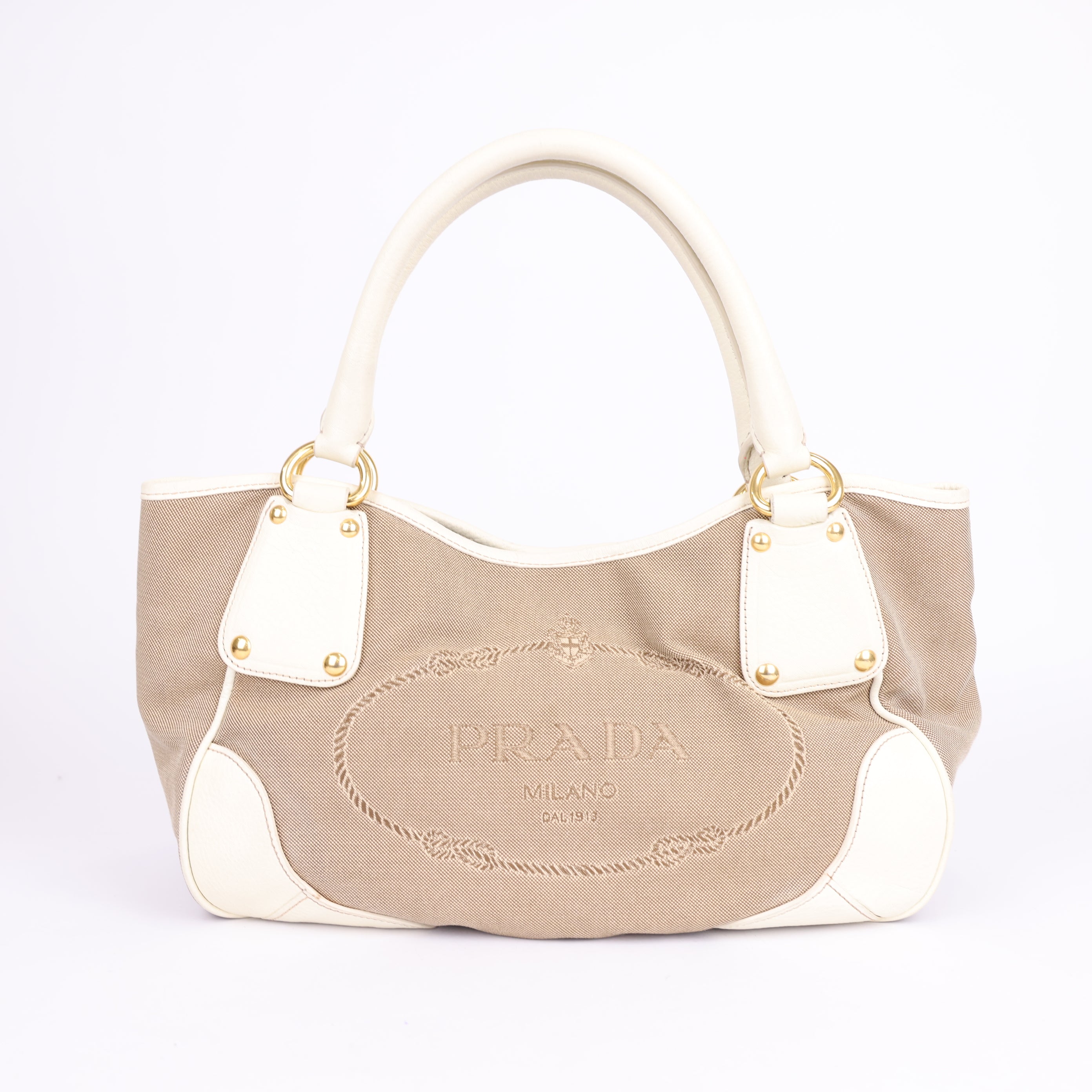 Prada Leather & Canvas Satchel Bag- Pre Owned