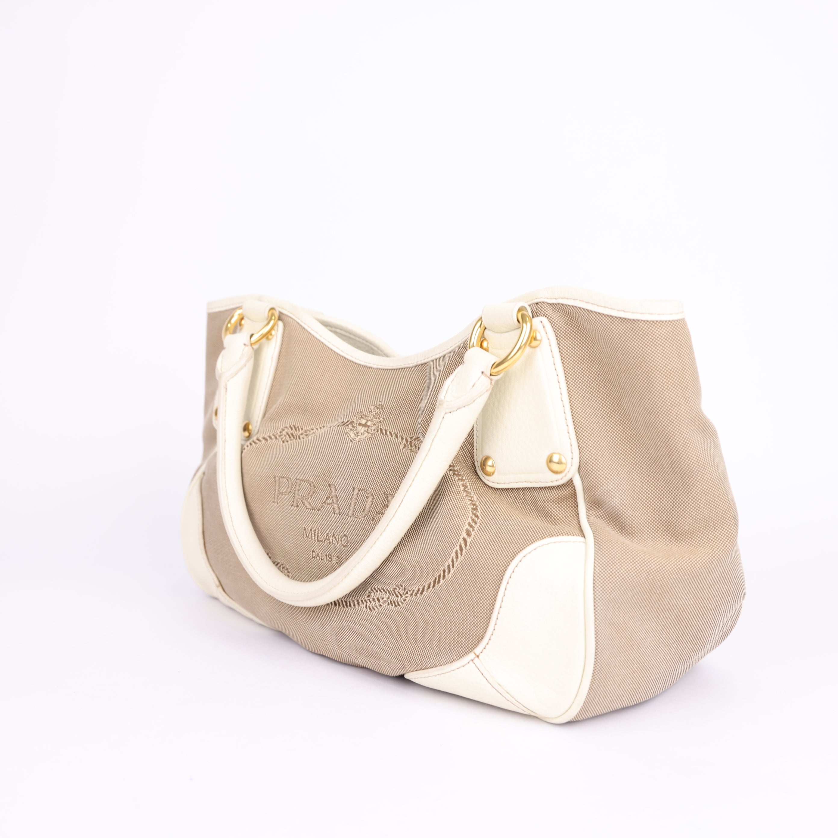 Prada Leather & Canvas Satchel Bag- Pre Owned