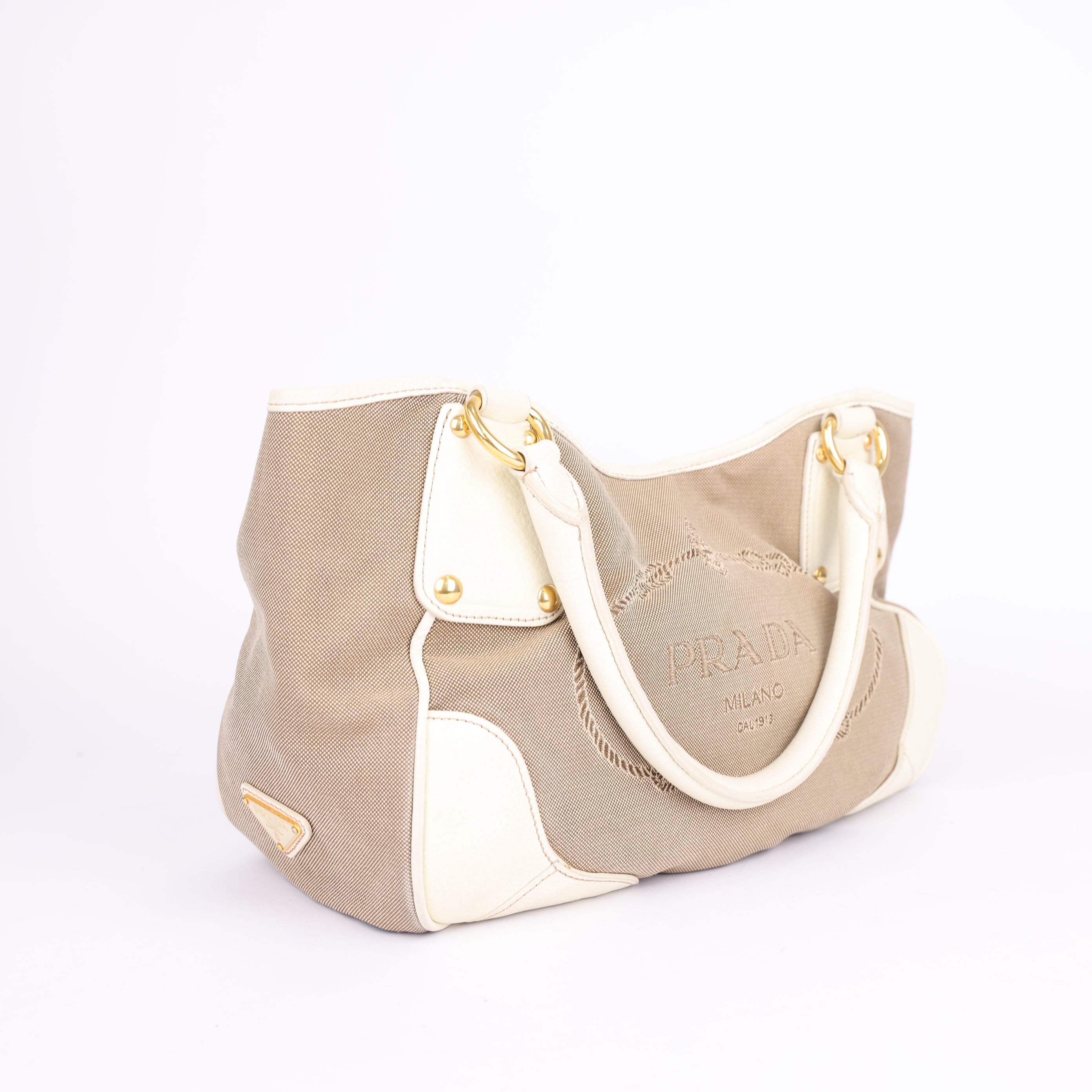 Prada Leather & Canvas Satchel Bag- Pre Owned