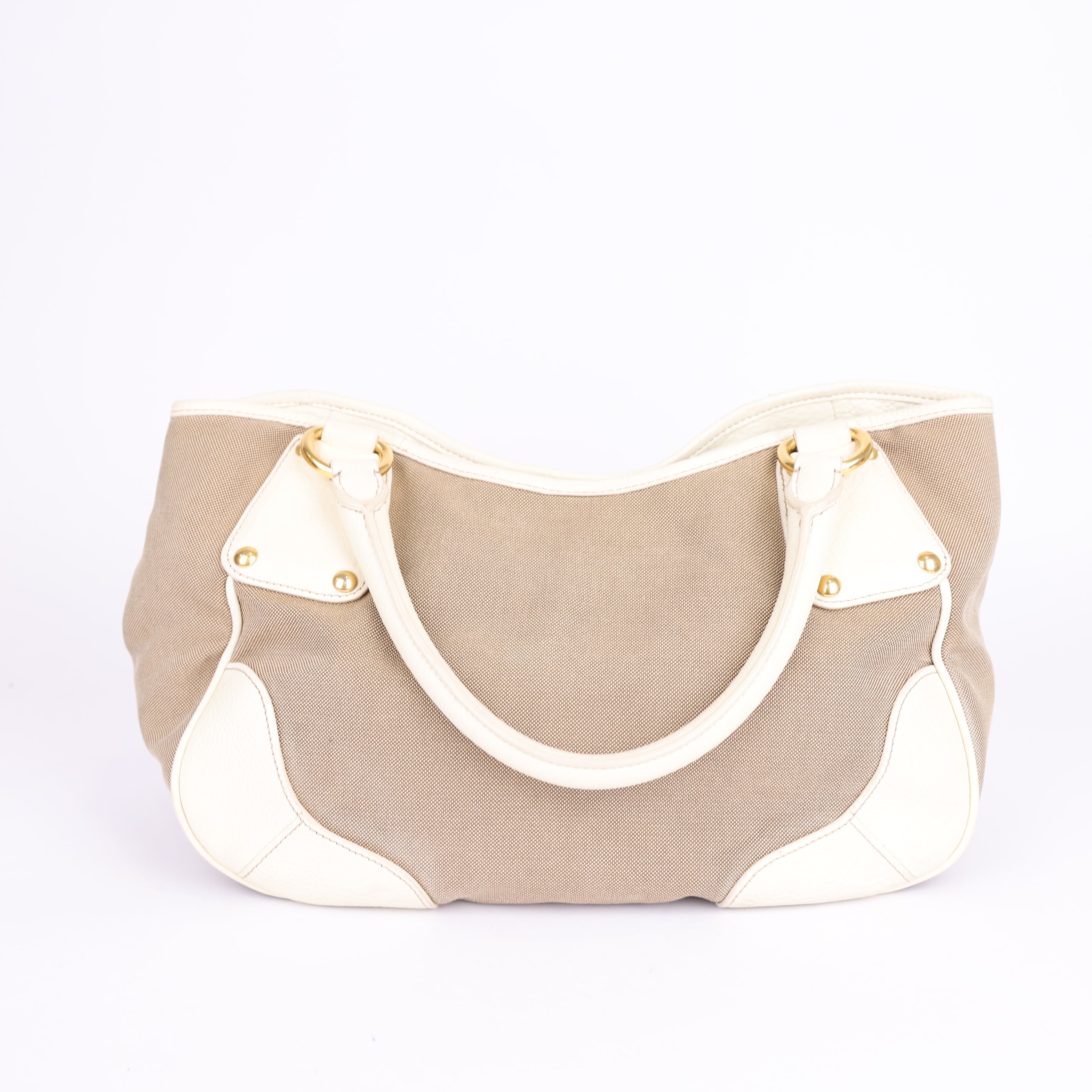 Prada Leather & Canvas Satchel Bag- Pre Owned