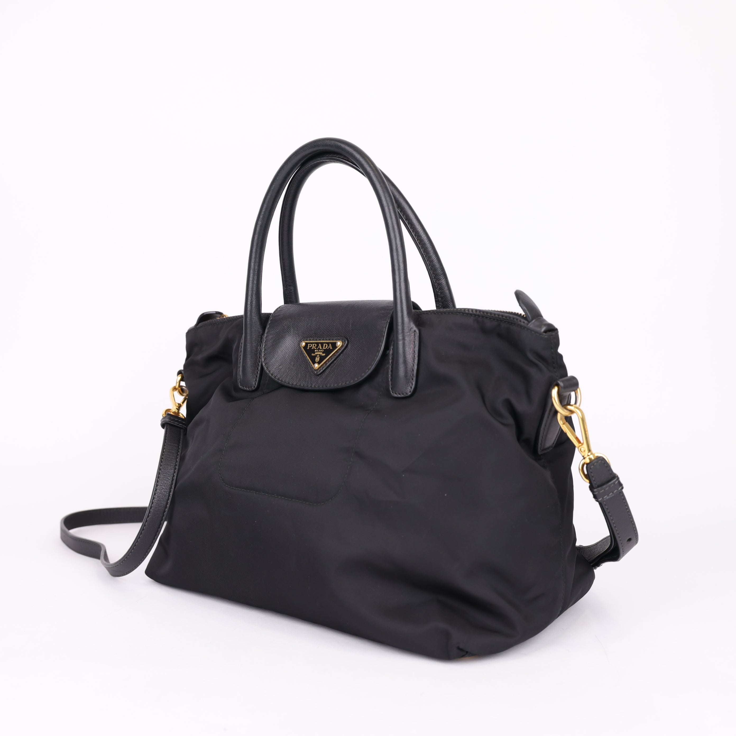 Prada Tessuto Nylon Saffiano Tote Black- Pre Owned