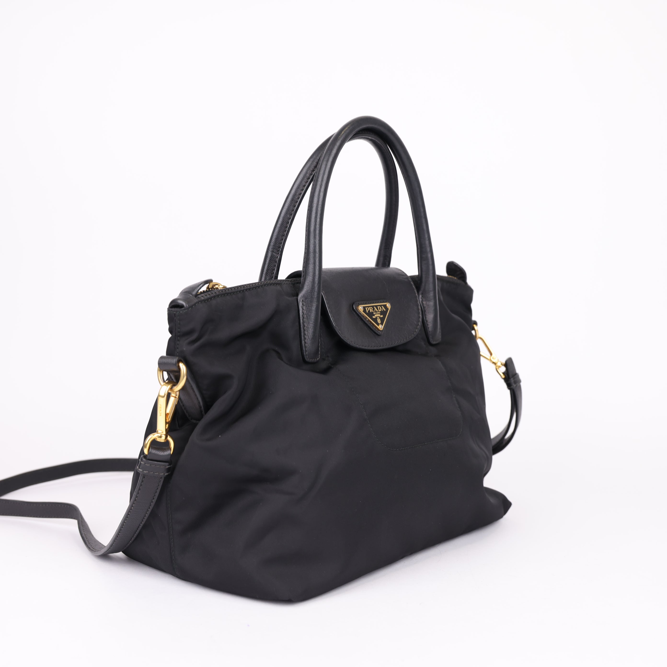 Prada Tessuto Nylon Saffiano Tote Black- Pre Owned
