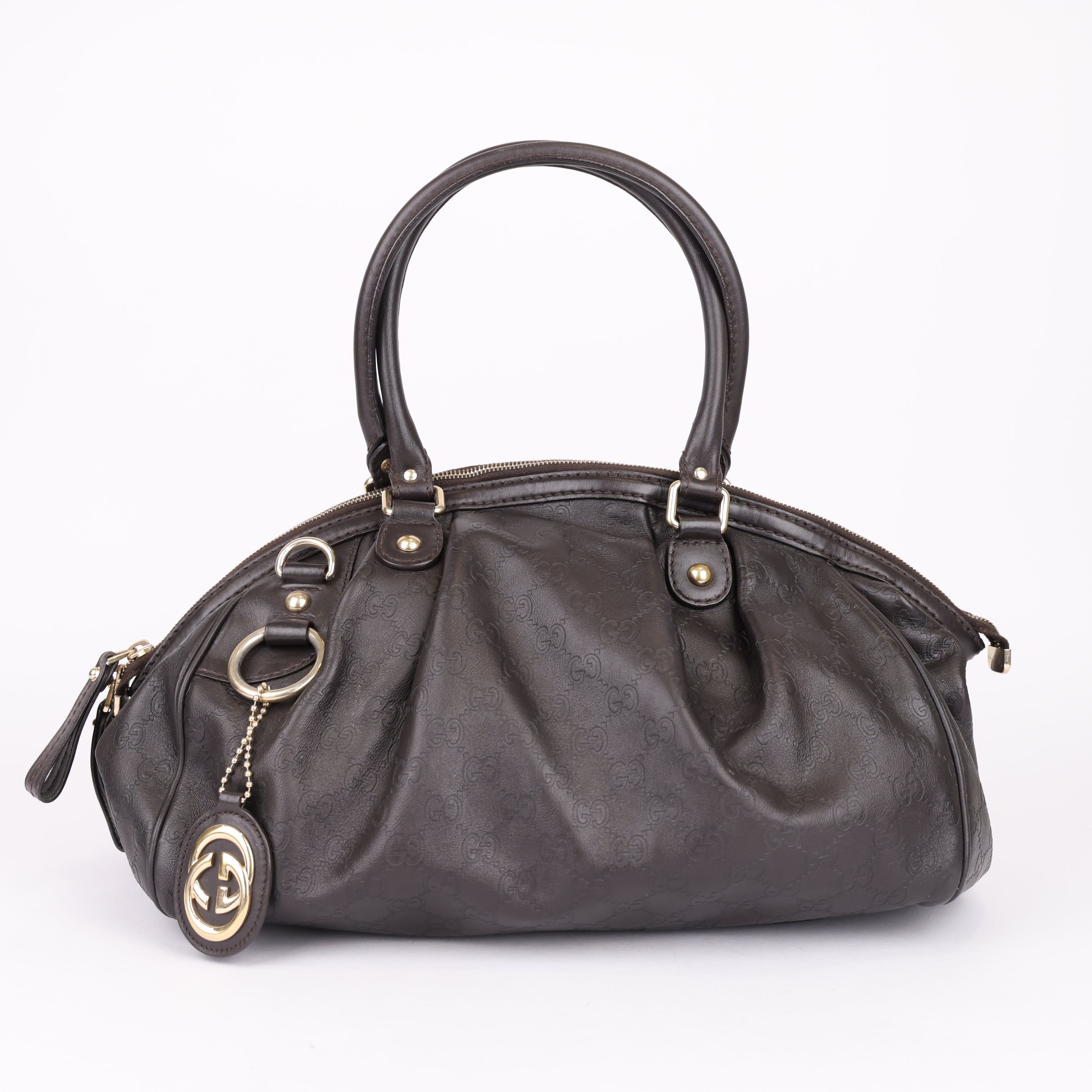 Gucci Brown Guccissima Leather Sukey Satchel Dark brown- Pre Owned