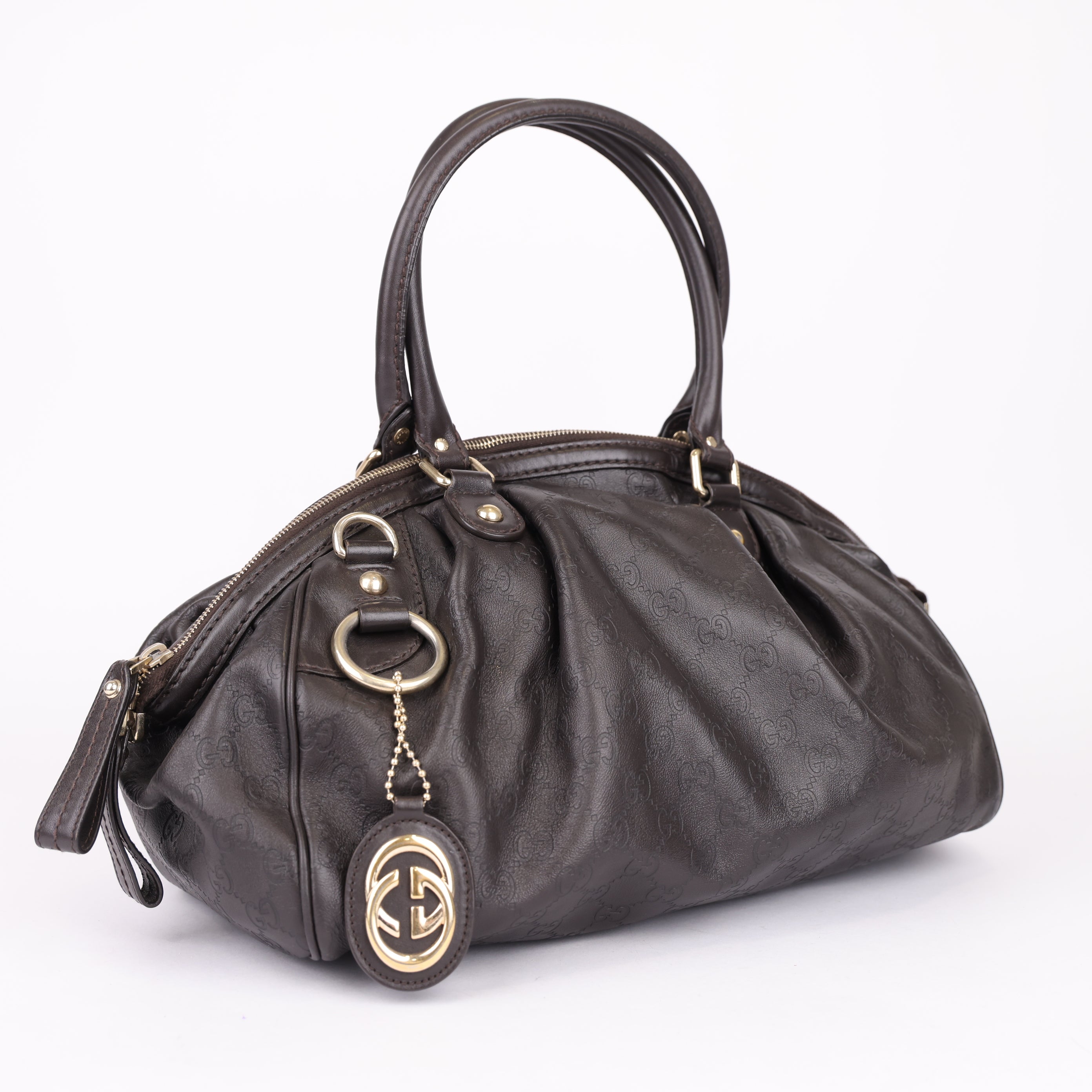 Gucci Brown Guccissima Leather Sukey Satchel Dark brown- Pre Owned