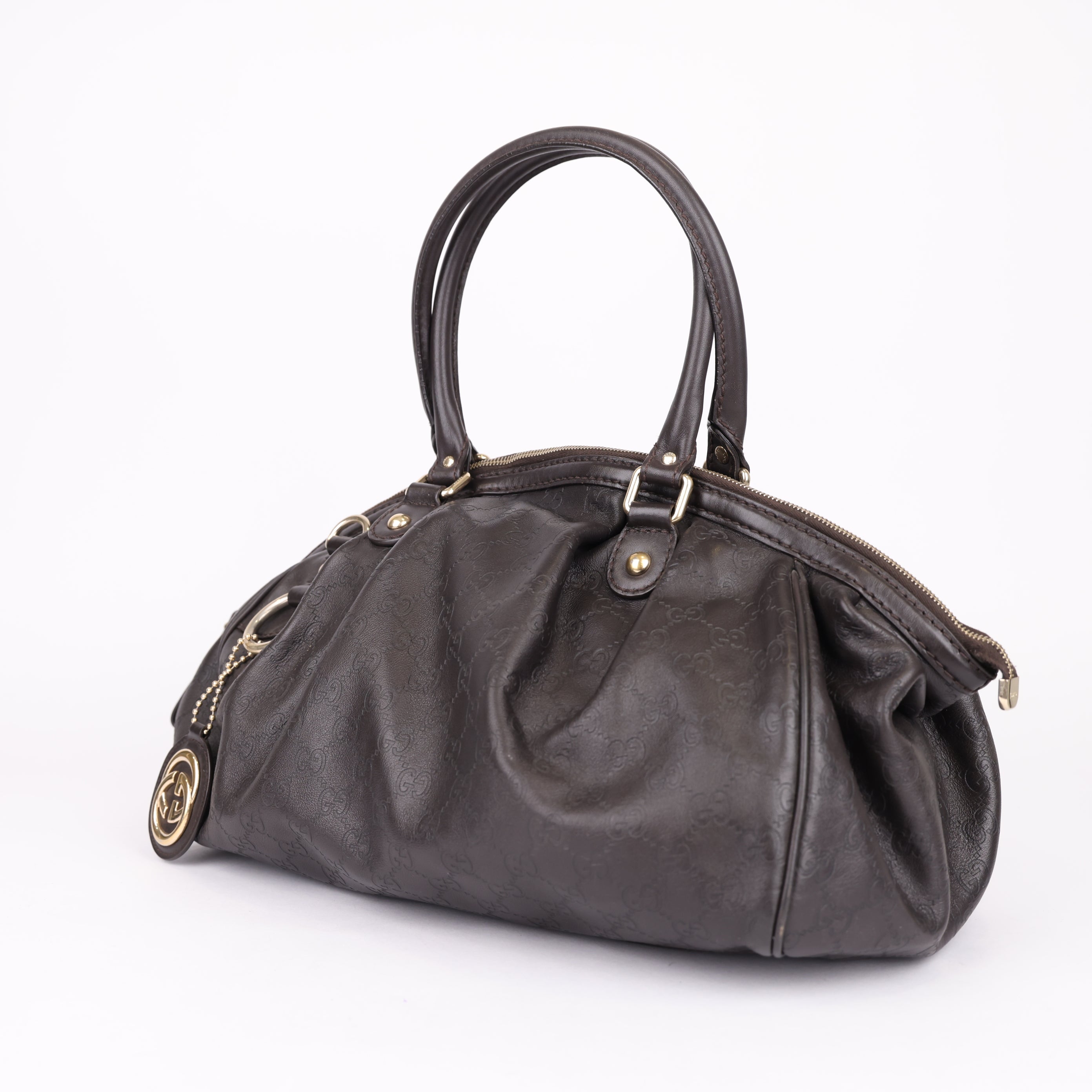 Gucci Brown Guccissima Leather Sukey Satchel Dark brown- Pre Owned