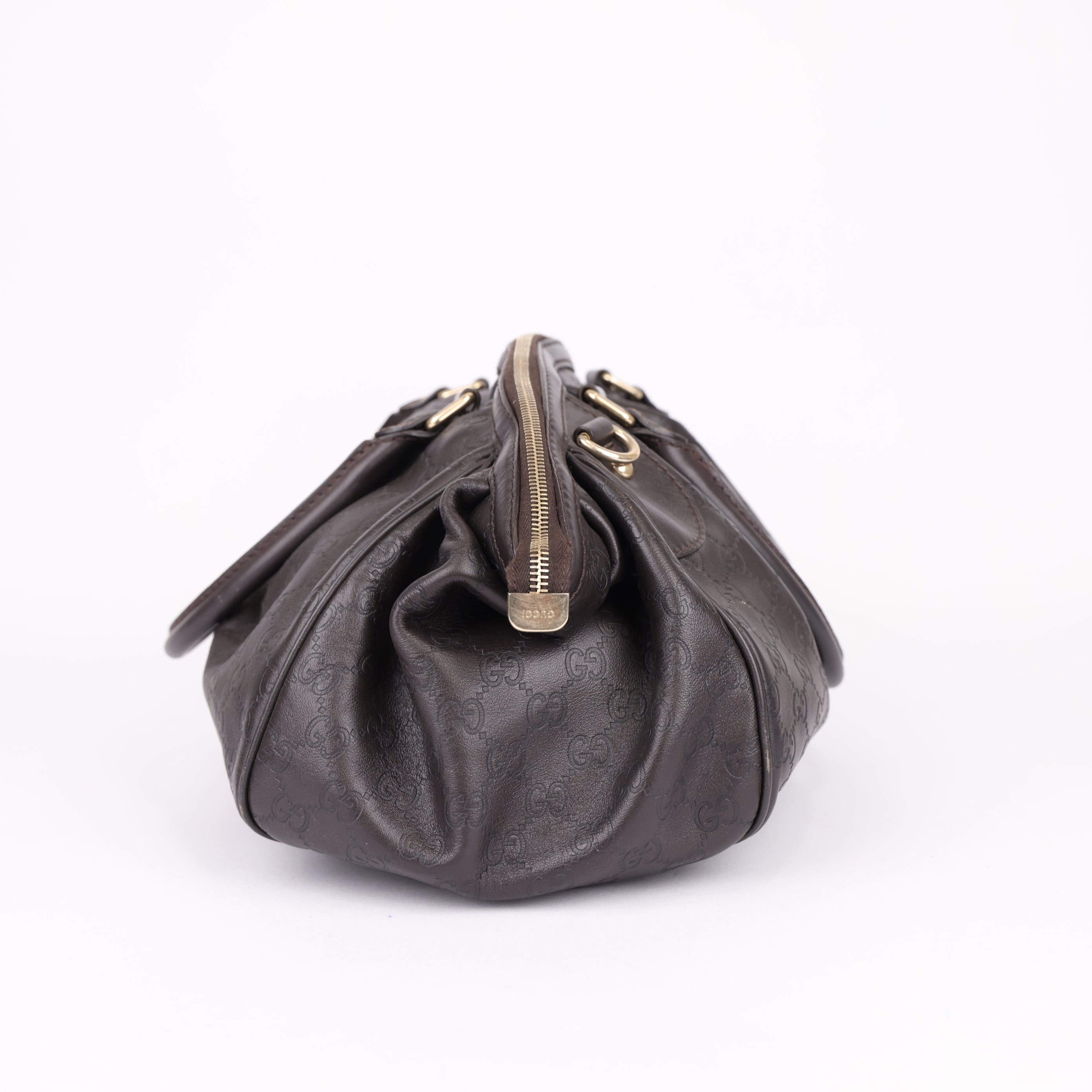 Gucci Brown Guccissima Leather Sukey Satchel Dark brown- Pre Owned