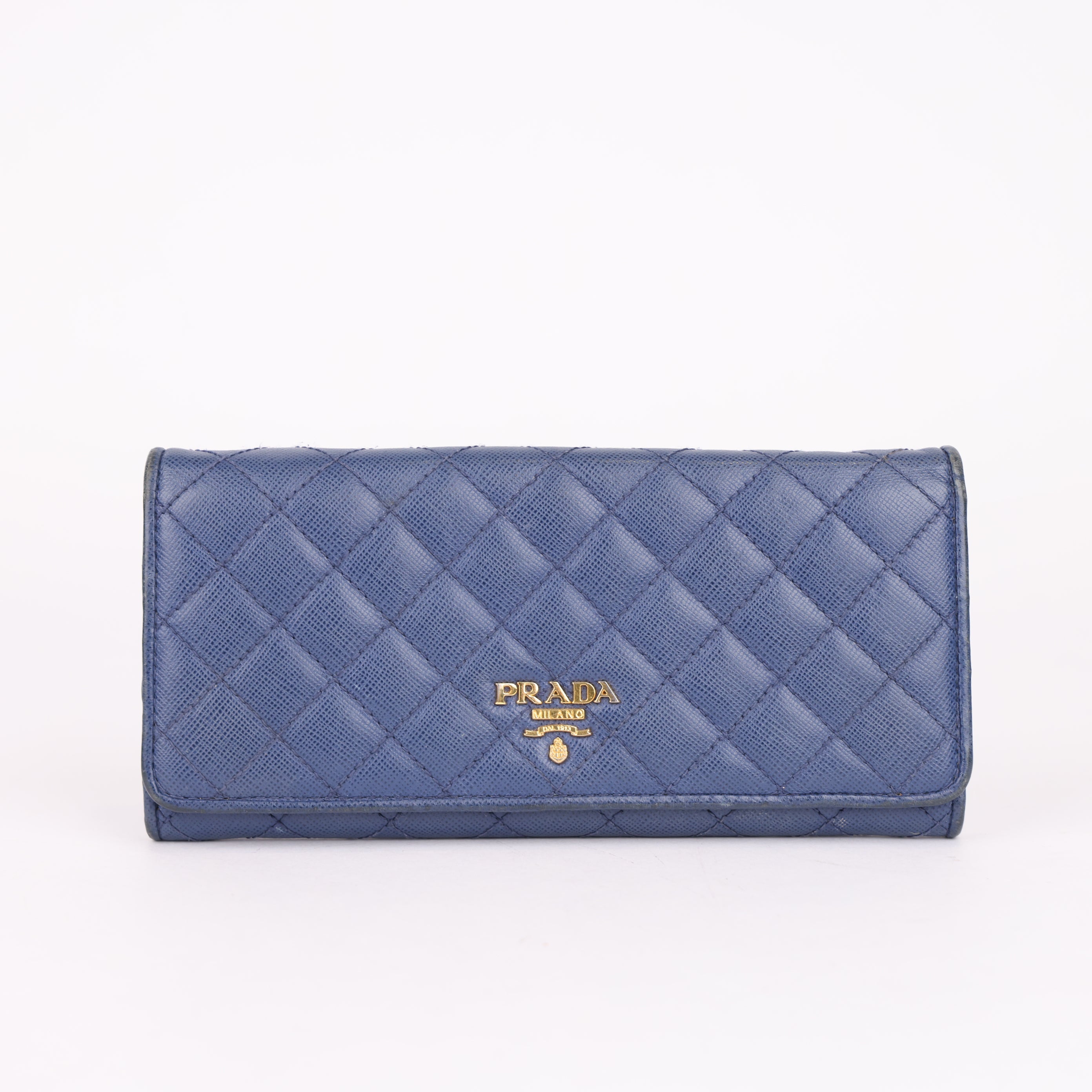 Prada Continental blue Leather Wallet- Pre Owned